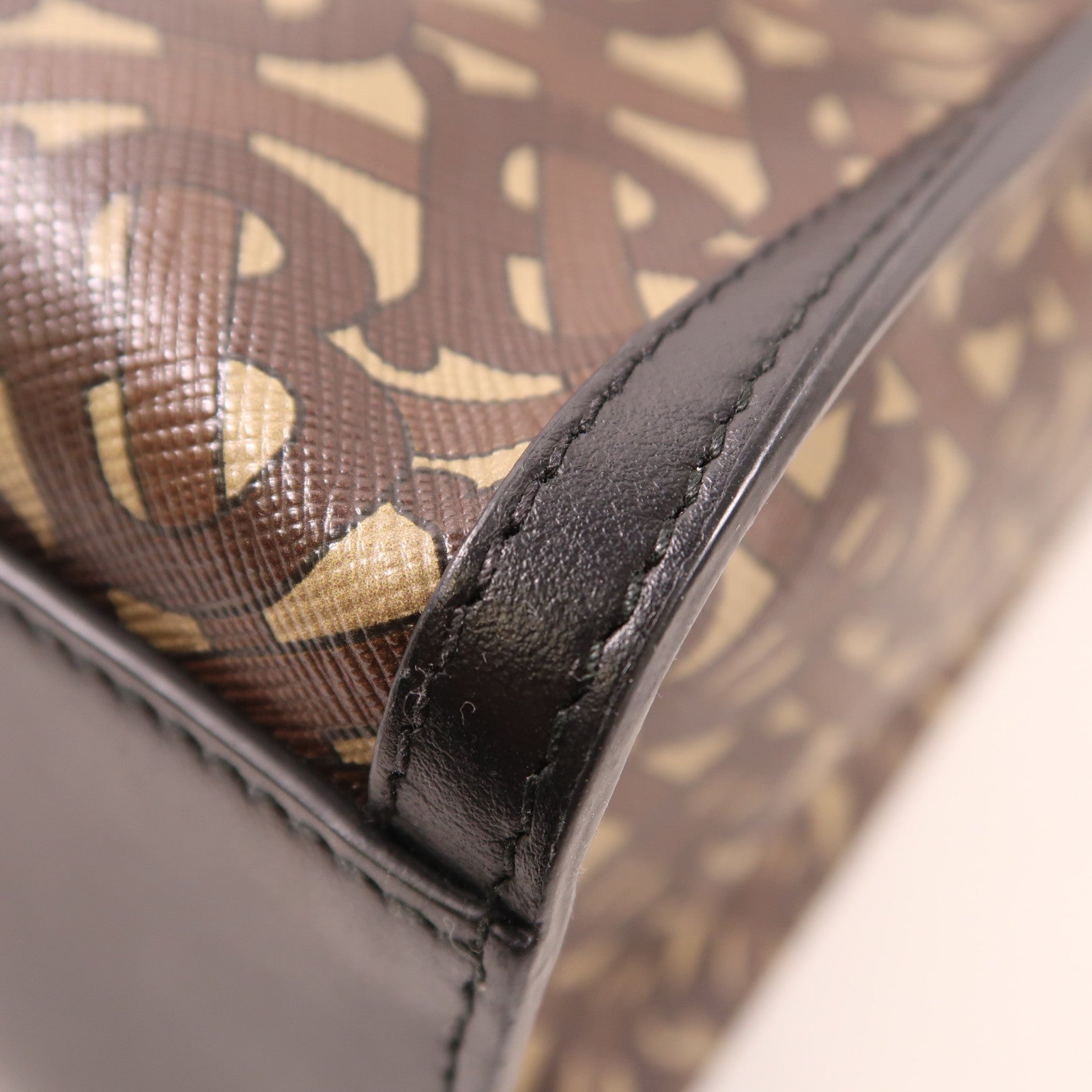 BURBERRY 塗層帆布/皮革2 Way Shoulder Tote金扣手挽肩背兩用袋棕色/白色
