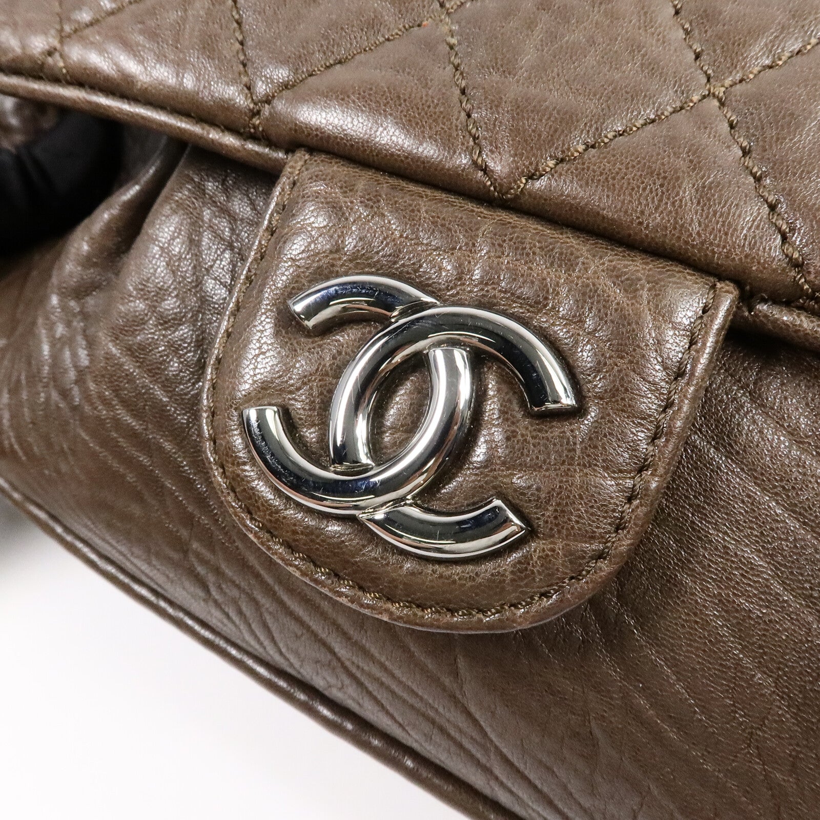 CHANEL 牛皮皮革Shoulder Bag銀扣鏈帶肩背袋