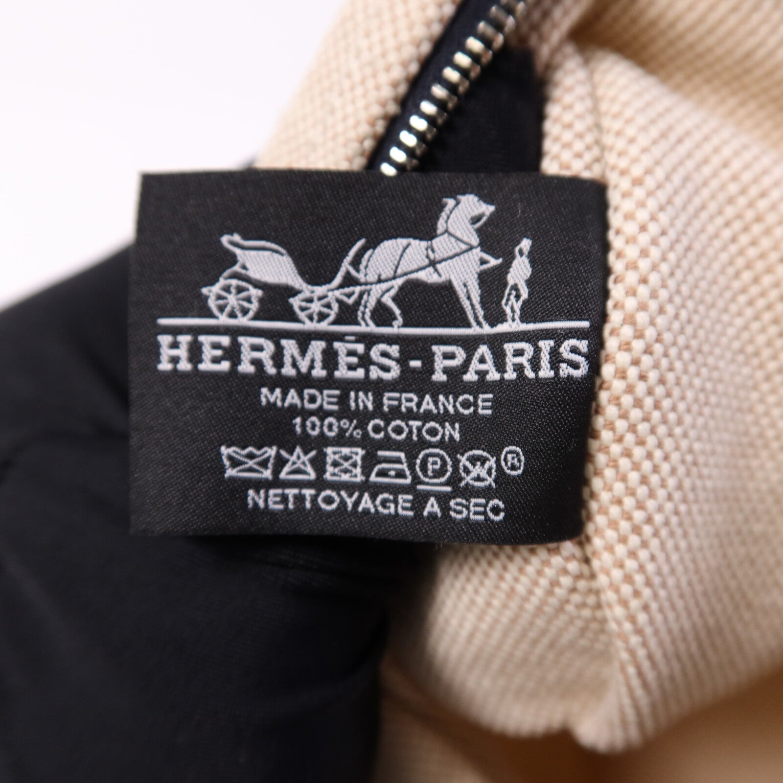 HERMES 棉質Trousse Flat Pouch銀扣手拿包