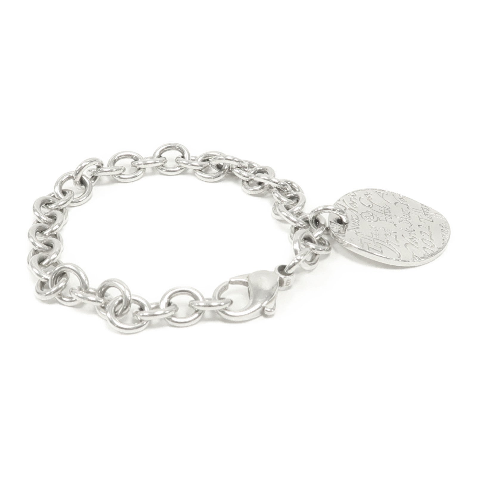 TIFFANY＆CO 925純銀Fifth Avenue New York Round Tag Bracelet手鏈