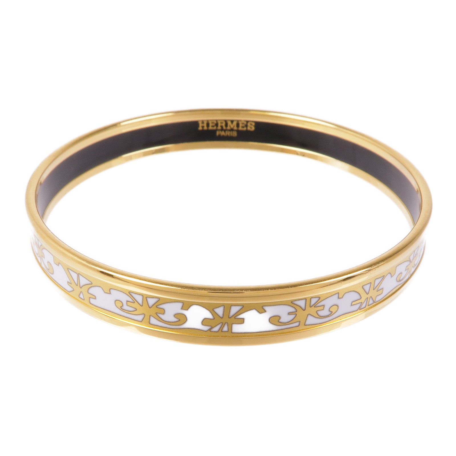 HERMES Bracelet Bangle Enamel Metal Gold