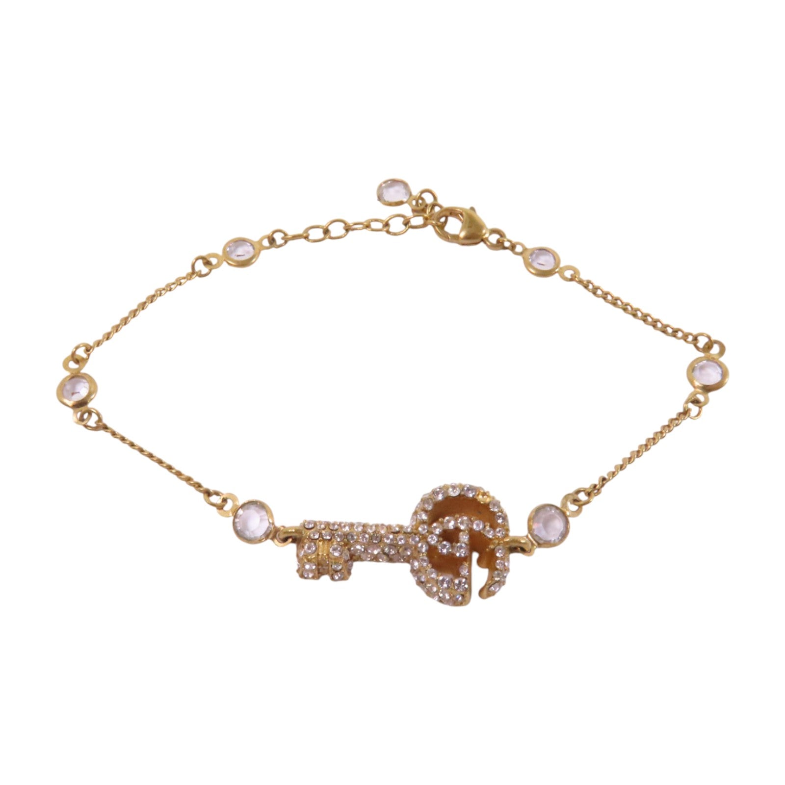 GUCCI 927純銀/水鑽Bracelet金扣手鏈#17
