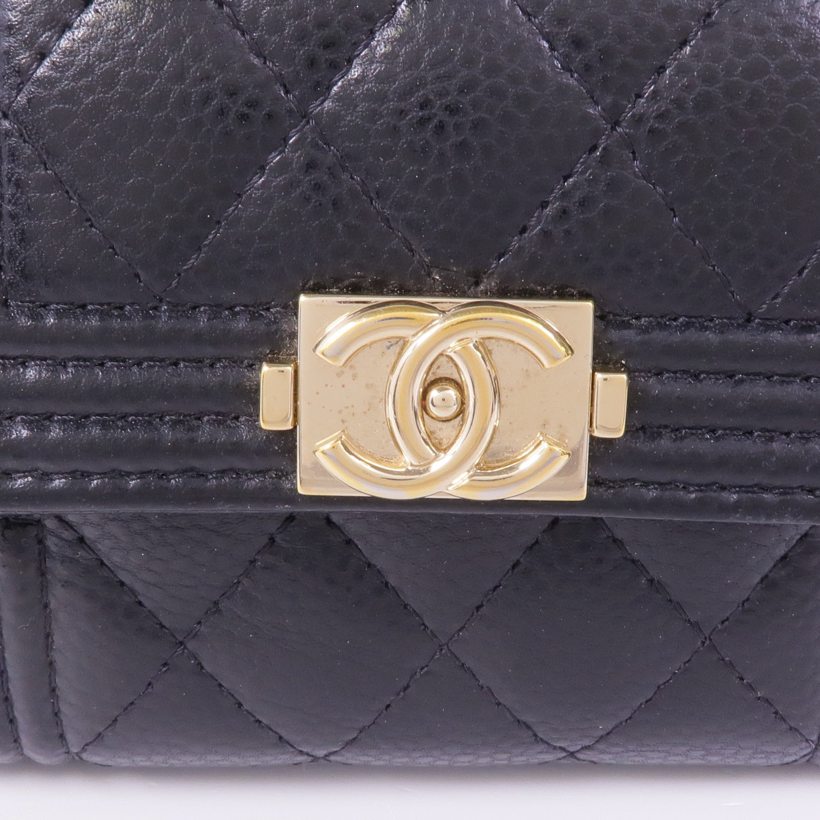 CHANEL 牛皮皮革Boy Wallet金扣錢包