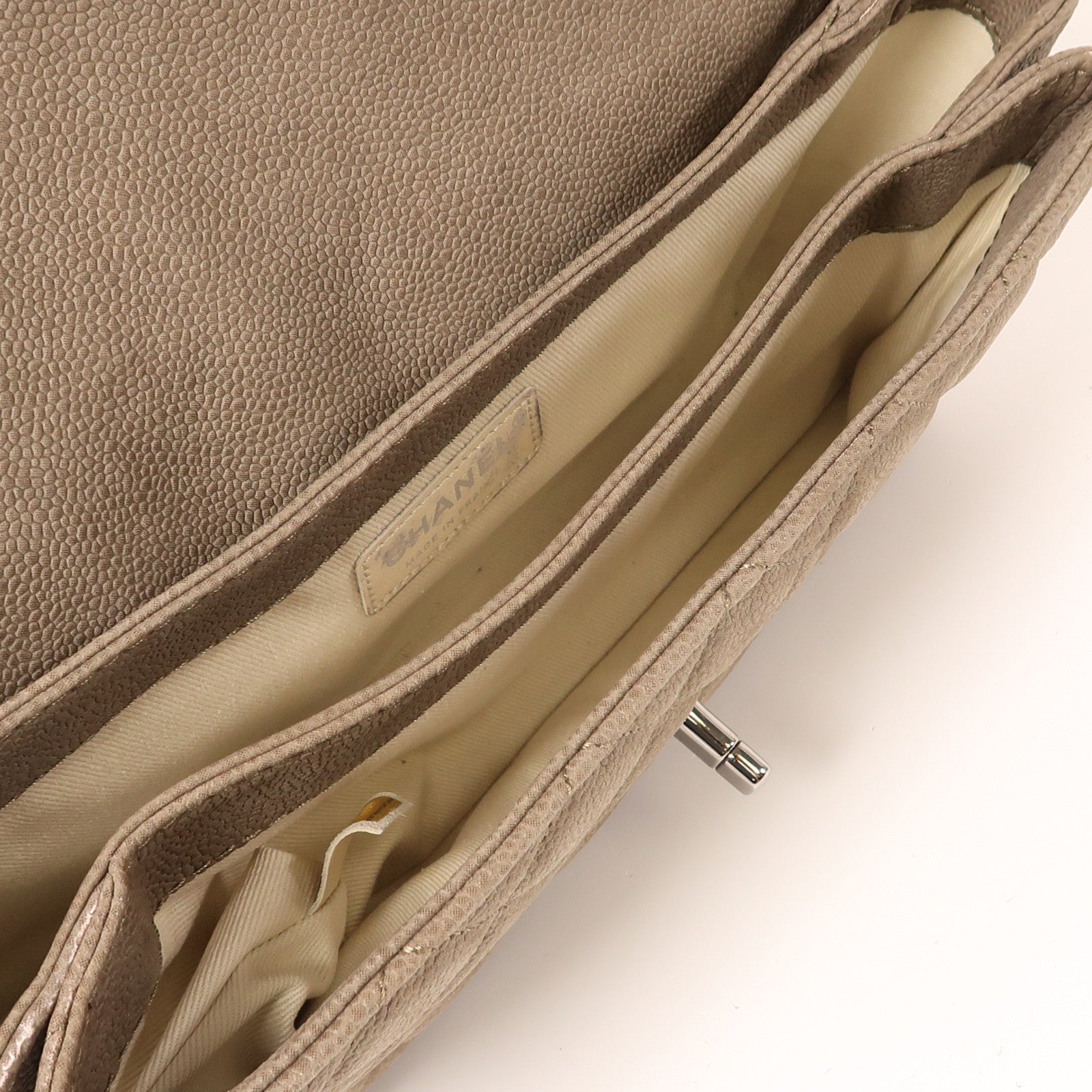 CHANEL 牛皮皮革Shoulder Bag銀扣肩背袋