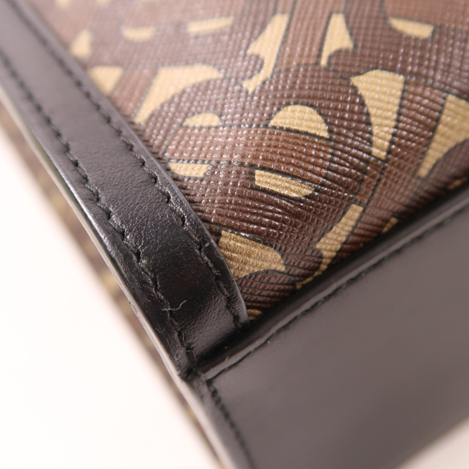 BURBERRY 塗層帆布/皮革2 Way Shoulder Tote金扣手挽肩背兩用袋棕色/白色