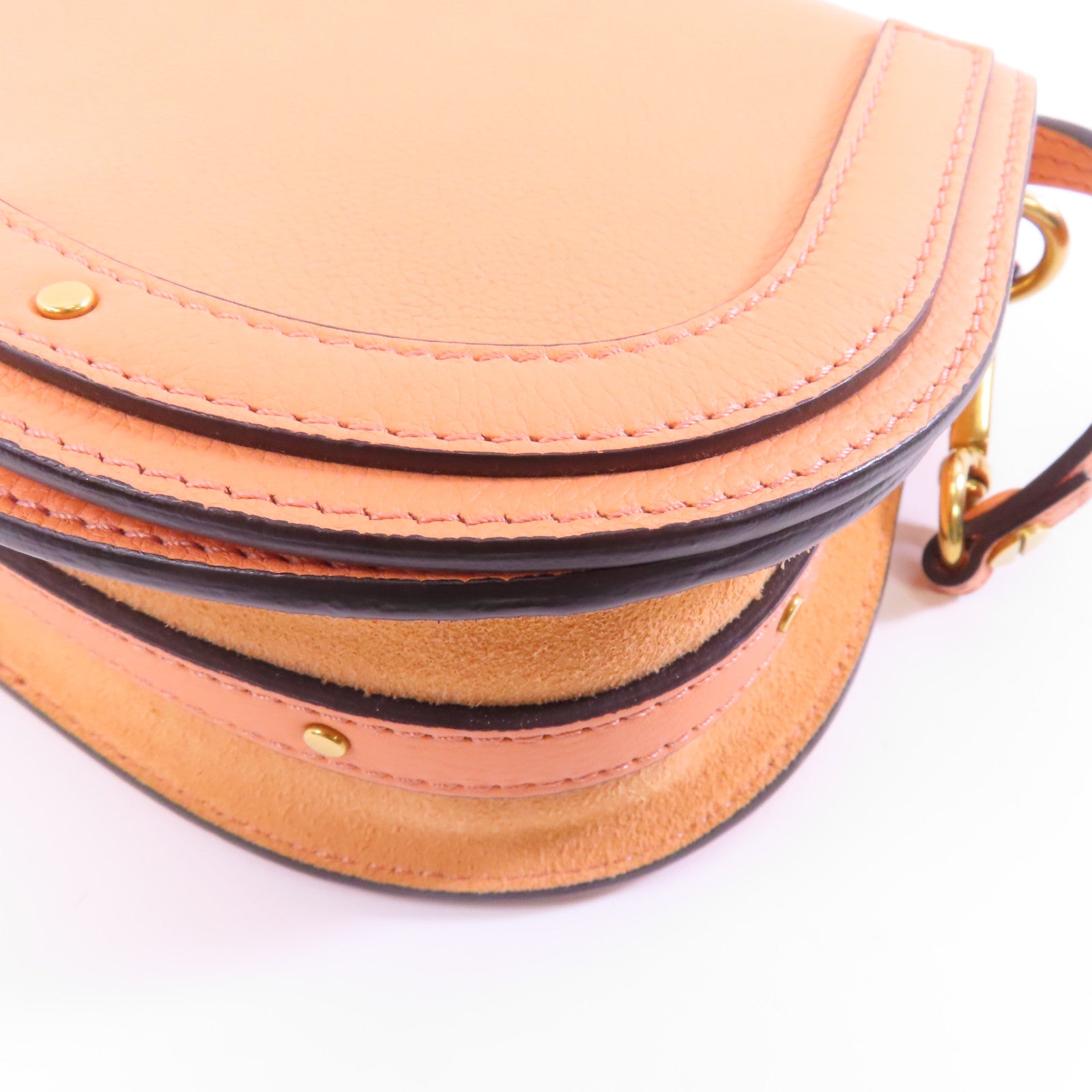 Chloe 【激減優惠】牛皮皮革Shoulder Bag金扣手挽肩背兩用袋橙色