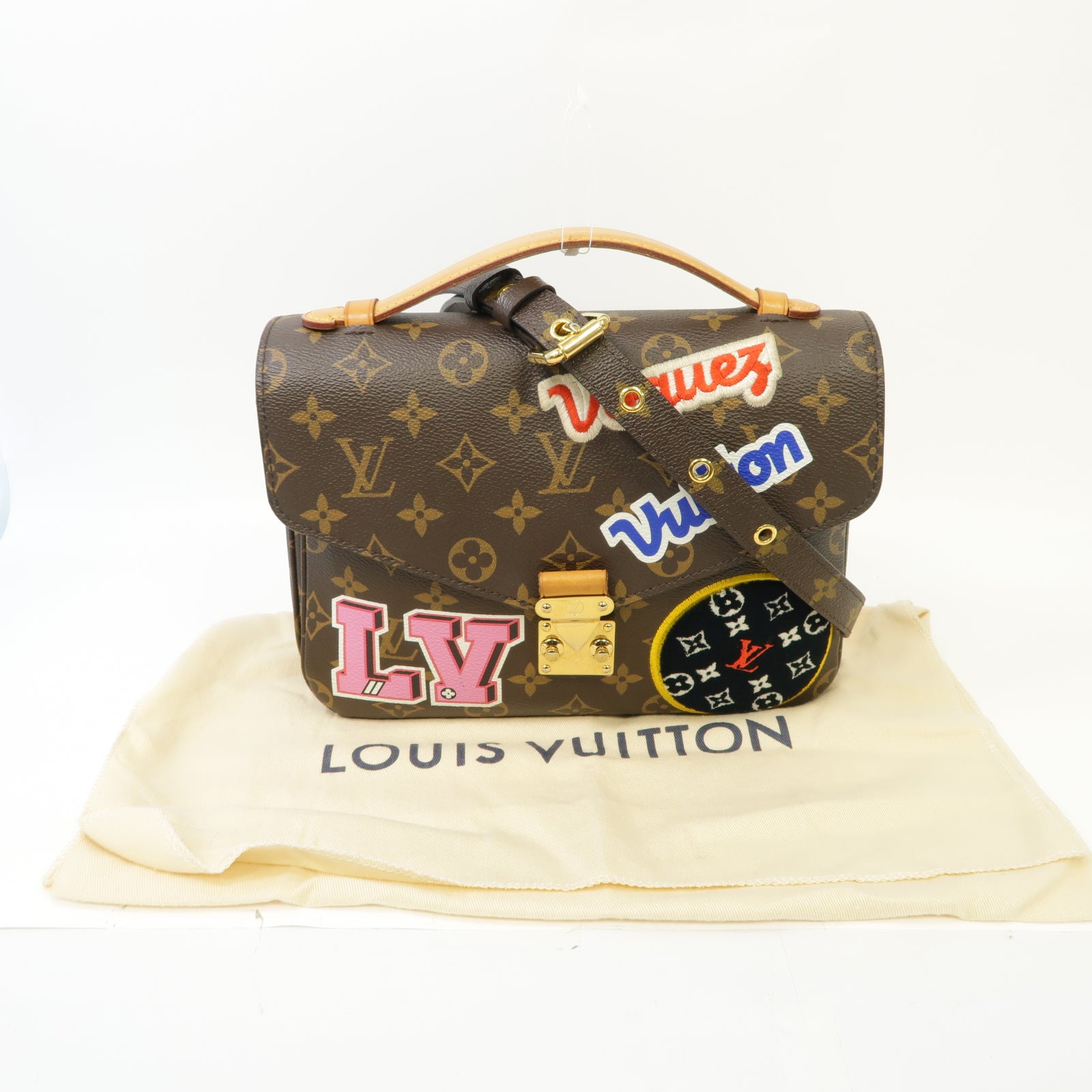 LOUIS VUITTON Monogram Pochette Metis金扣手挽肩背兩用袋啡色
