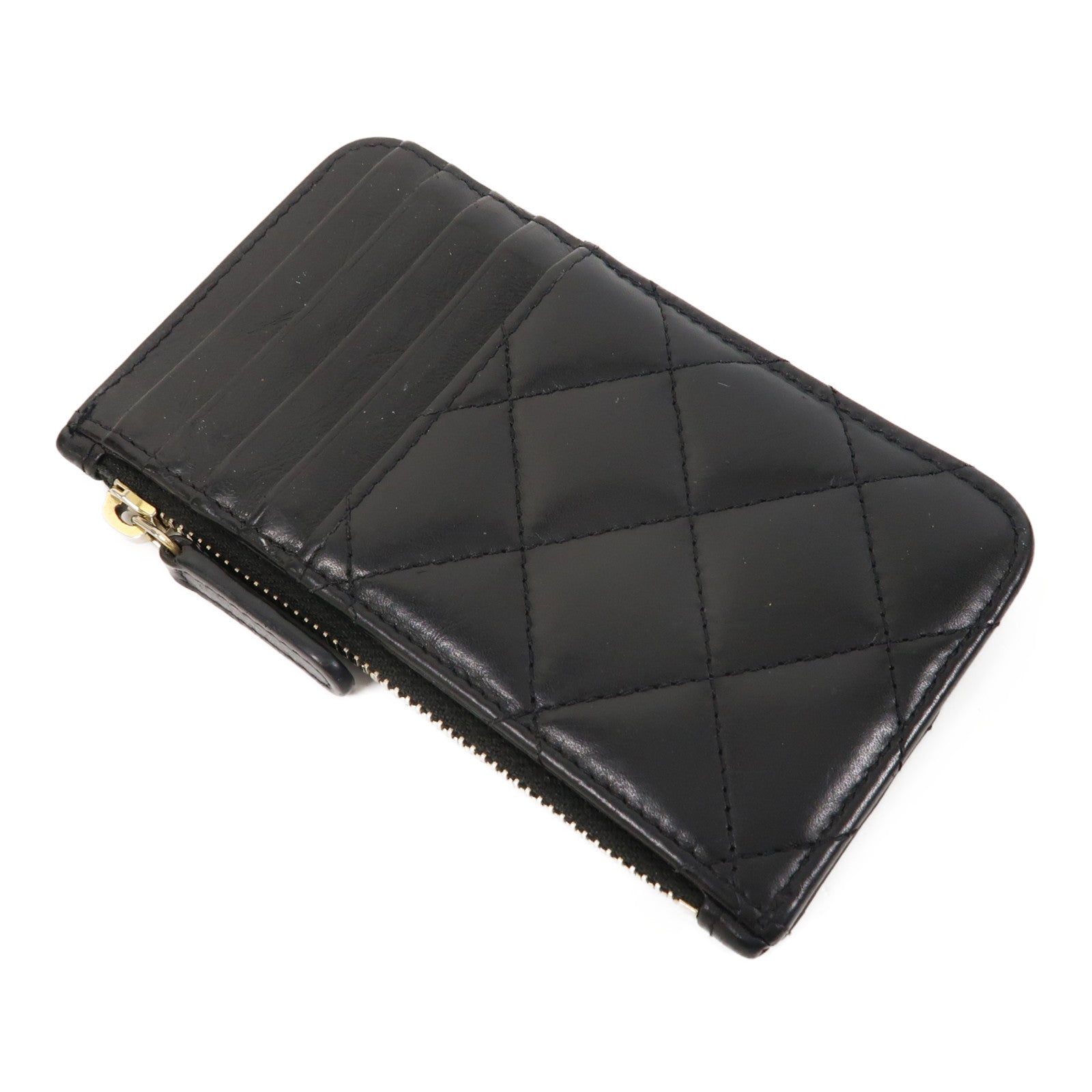 CHANEL 菱格羊皮皮革2.55 Card Case金扣卡片套黑色