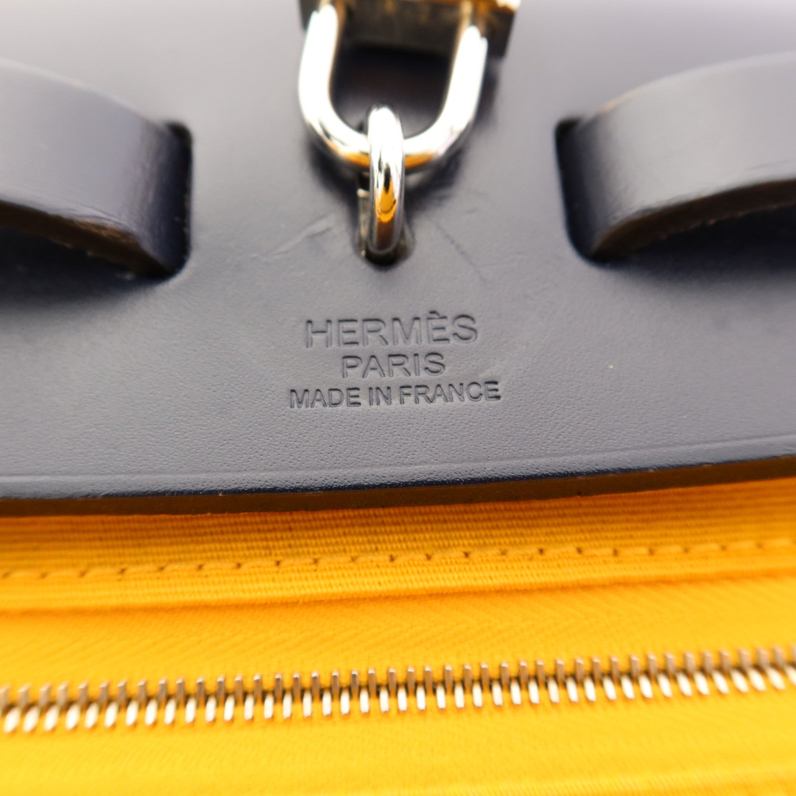 HERMES 帆布Herbag PM銀扣手挽肩背兩用袋Jaune d'Or