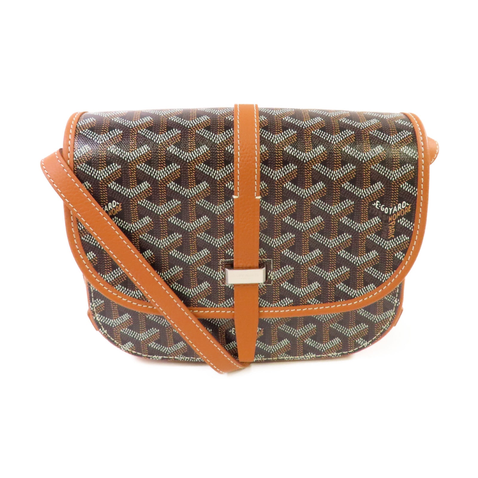 GOYARD 塗層帆布Belvedere PM Shoulder Bag銀扣肩背袋啡色/黑色