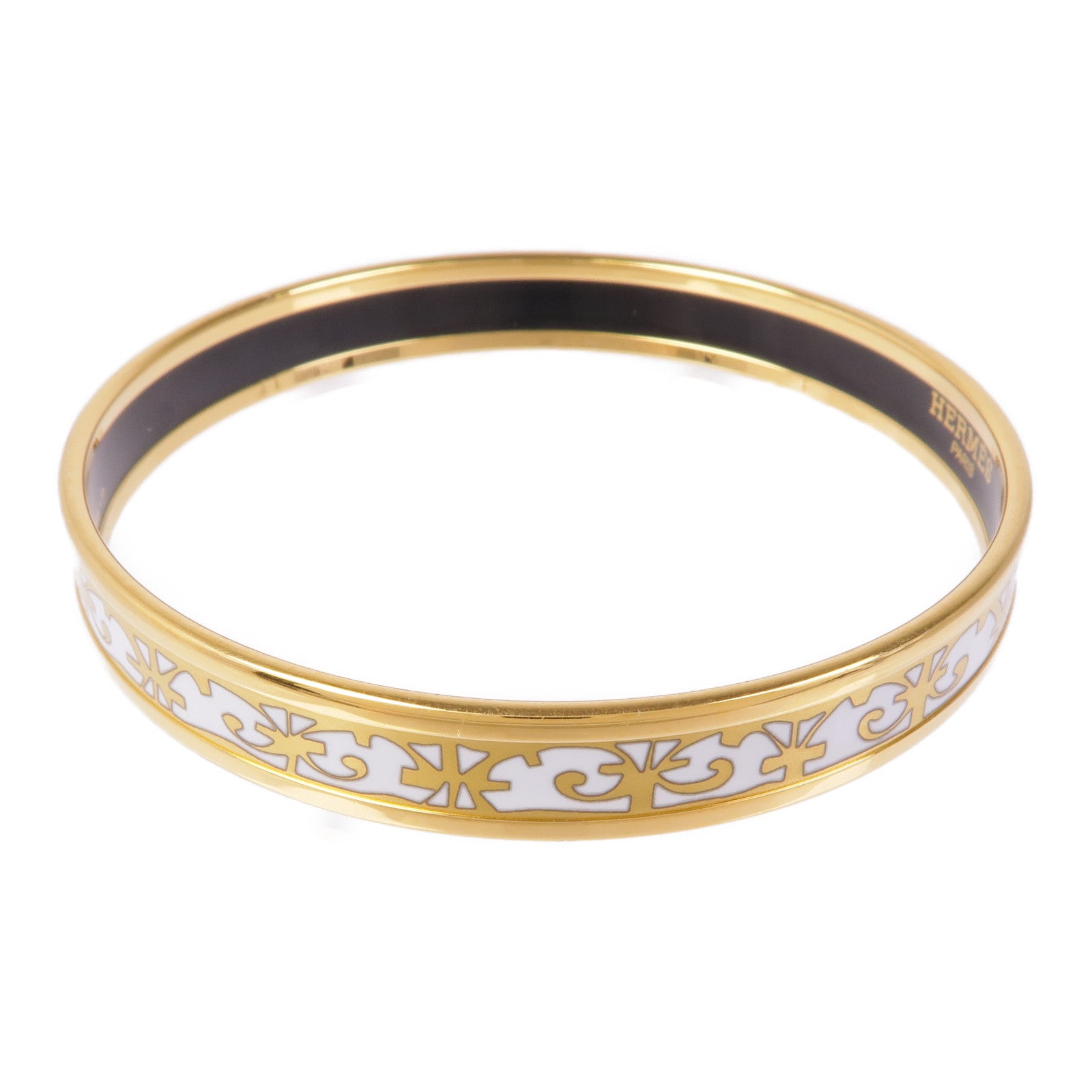 HERMES Bracelet Bangle Enamel Metal Gold