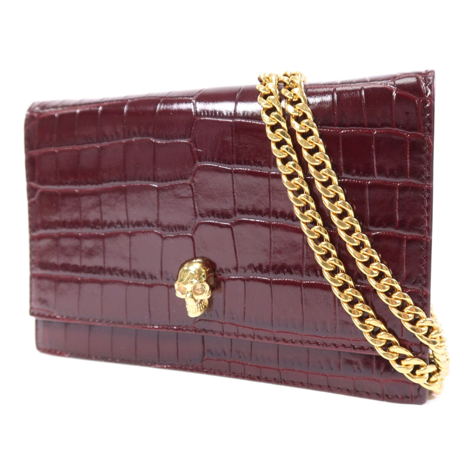 McQ by Alexander McQueen 牛皮皮革Alexander McQueen Wallet On Chain金扣鏈帶肩背袋