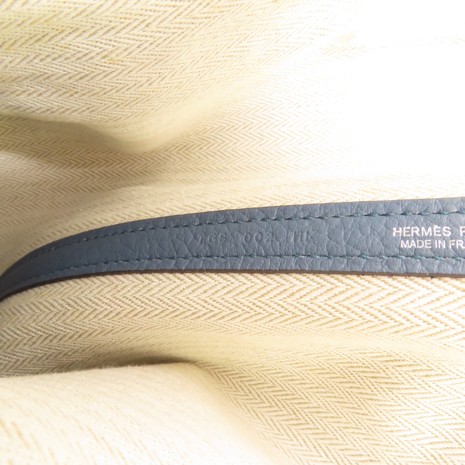 HERMES 【激減優惠】Clemence皮革Garden Party PM銀扣手挽袋Bleu Tempete
