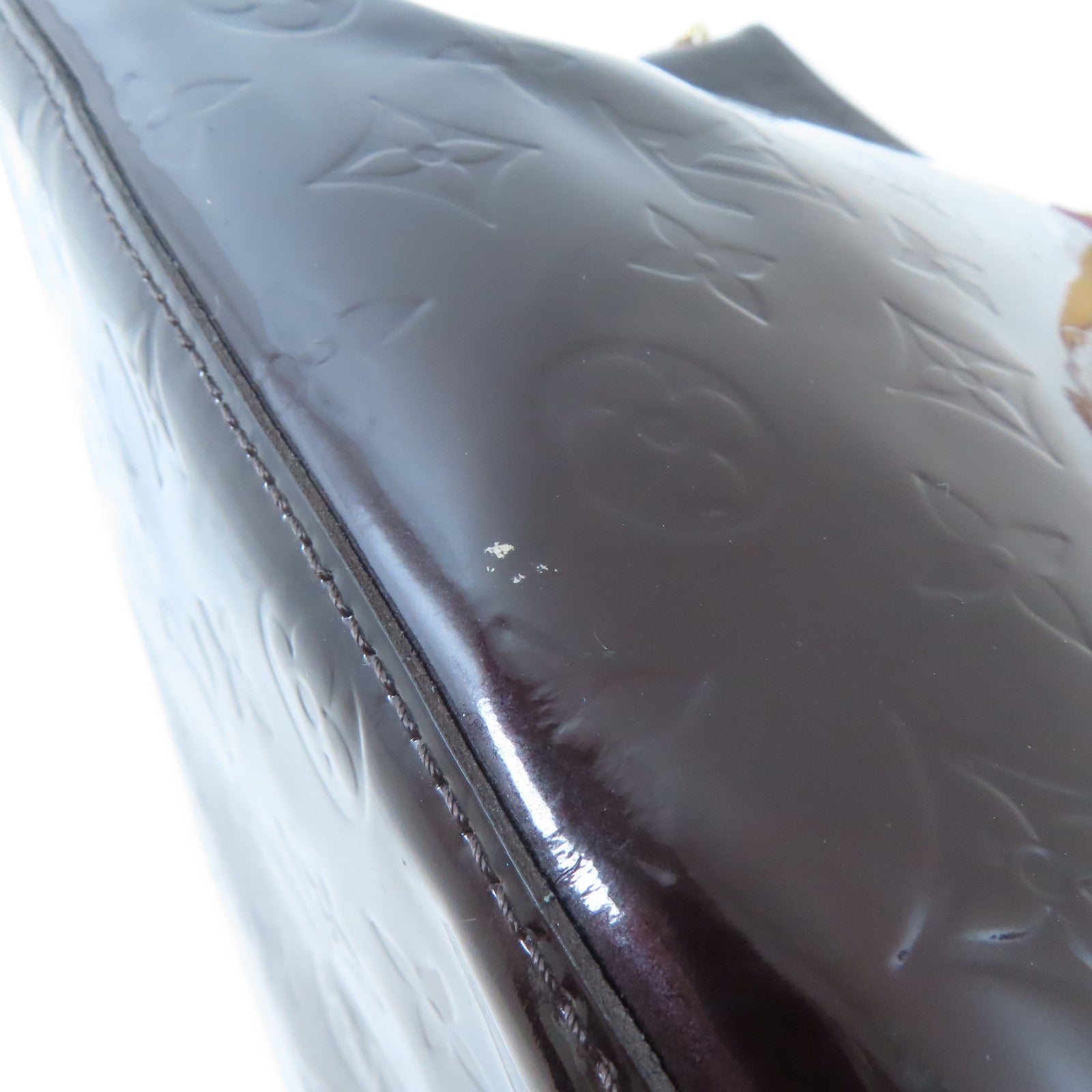 LOUIS VUITTON 【激減優惠】Vernis Bellevue GM金扣手挽袋酒紅色