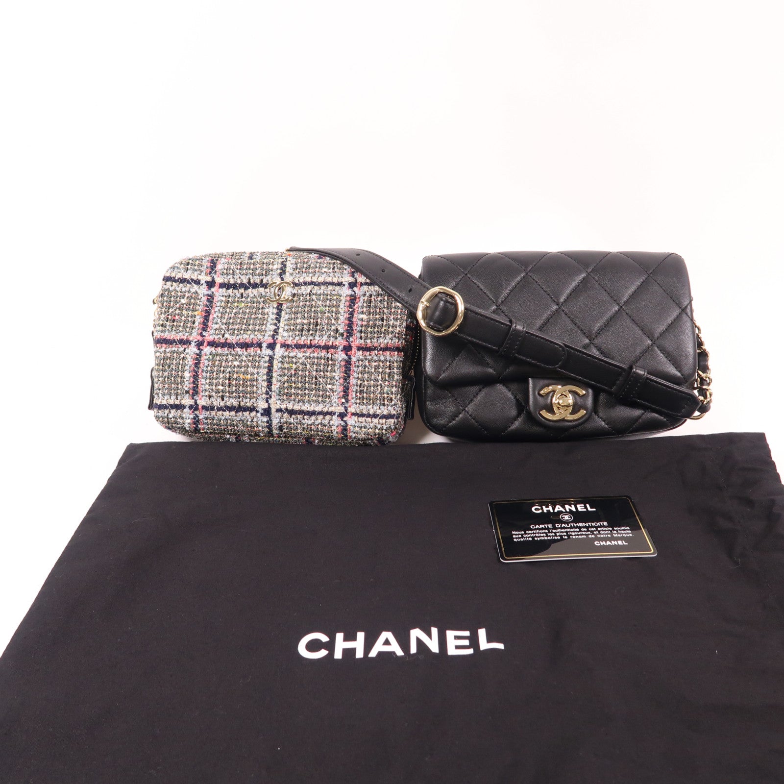 CHANEL 牛皮皮革Waist Bag金扣腰包