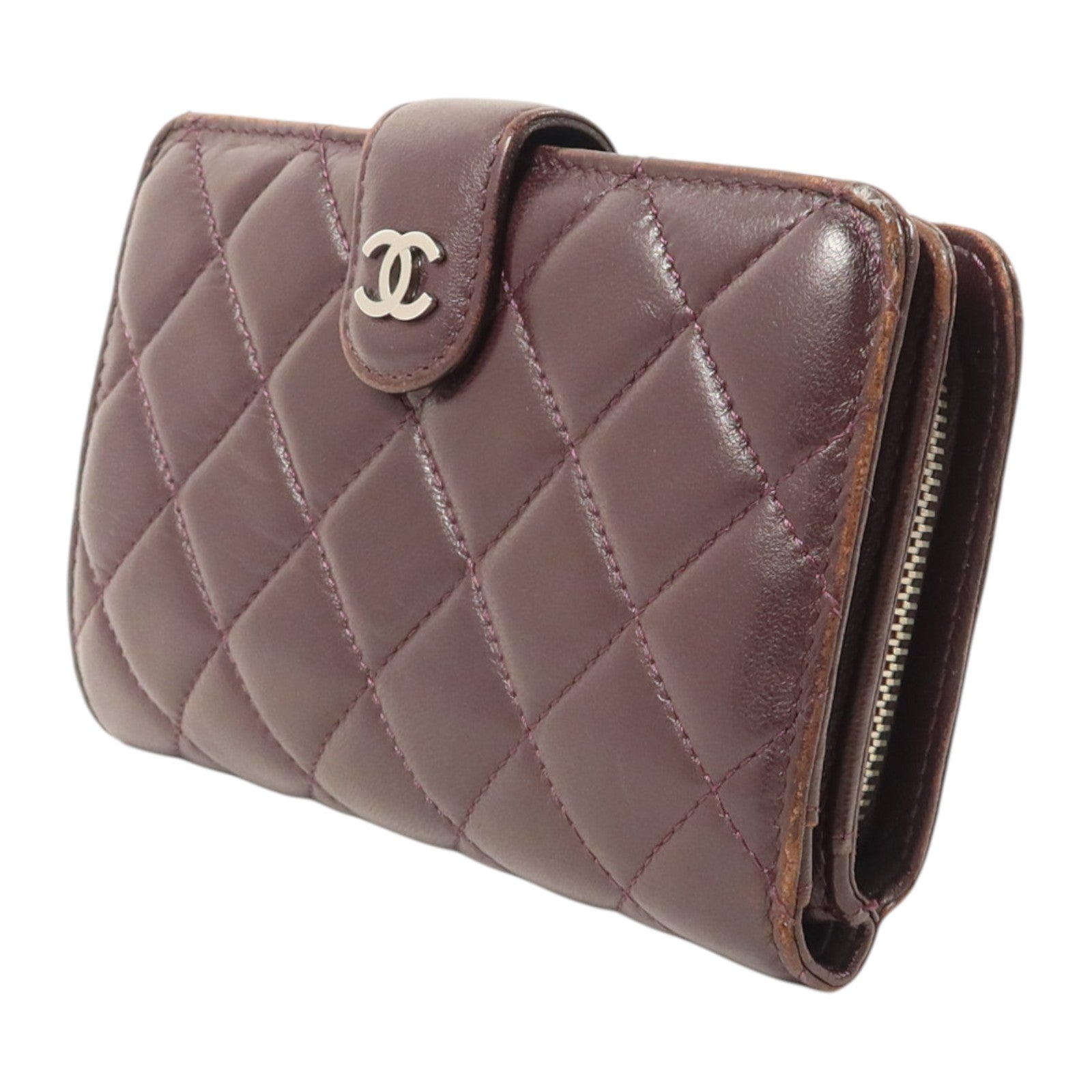 CHANEL 羊皮皮革Wallet銀扣長錢包