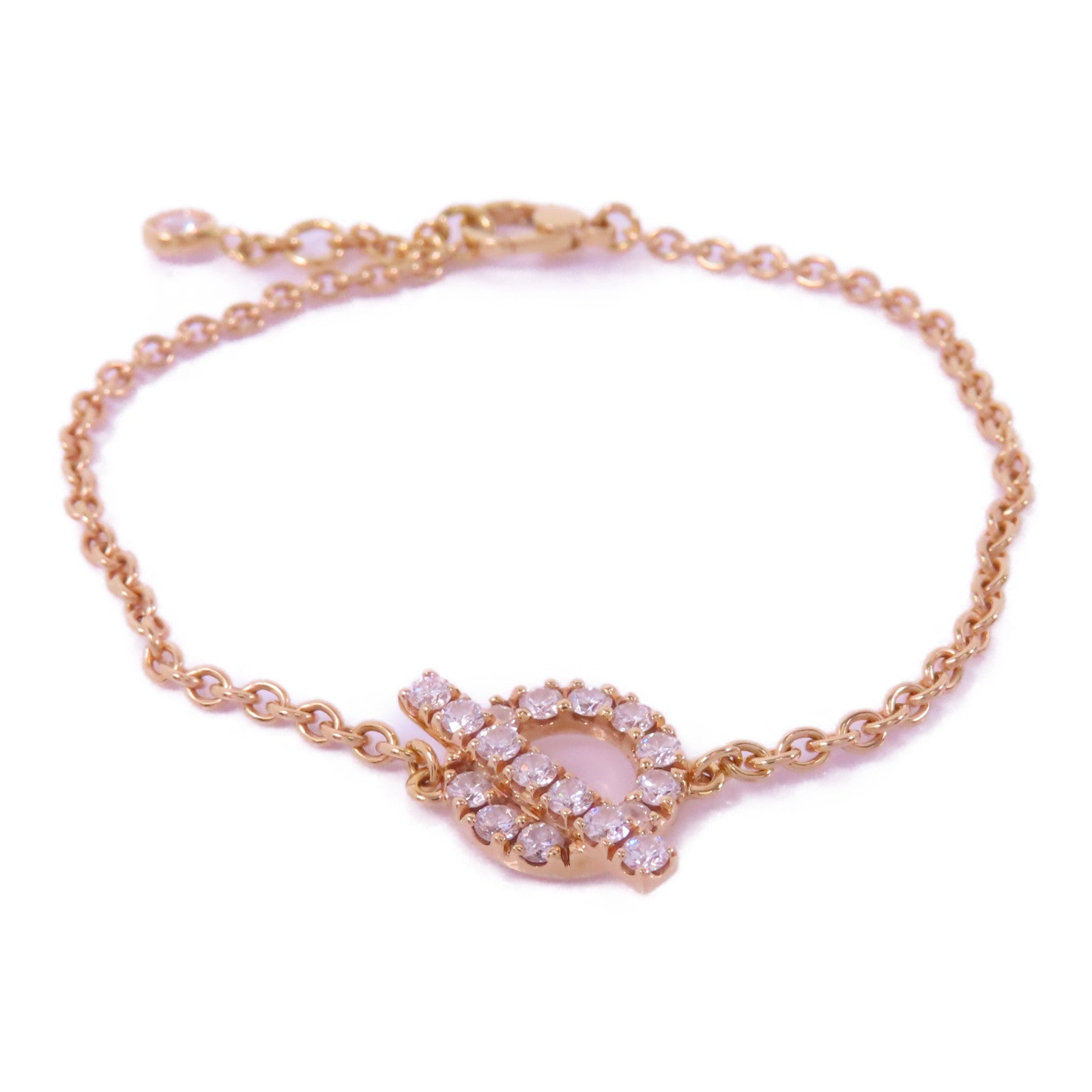 HERMES 18K玫瑰金Finesse Bracelet鑽石手鏈