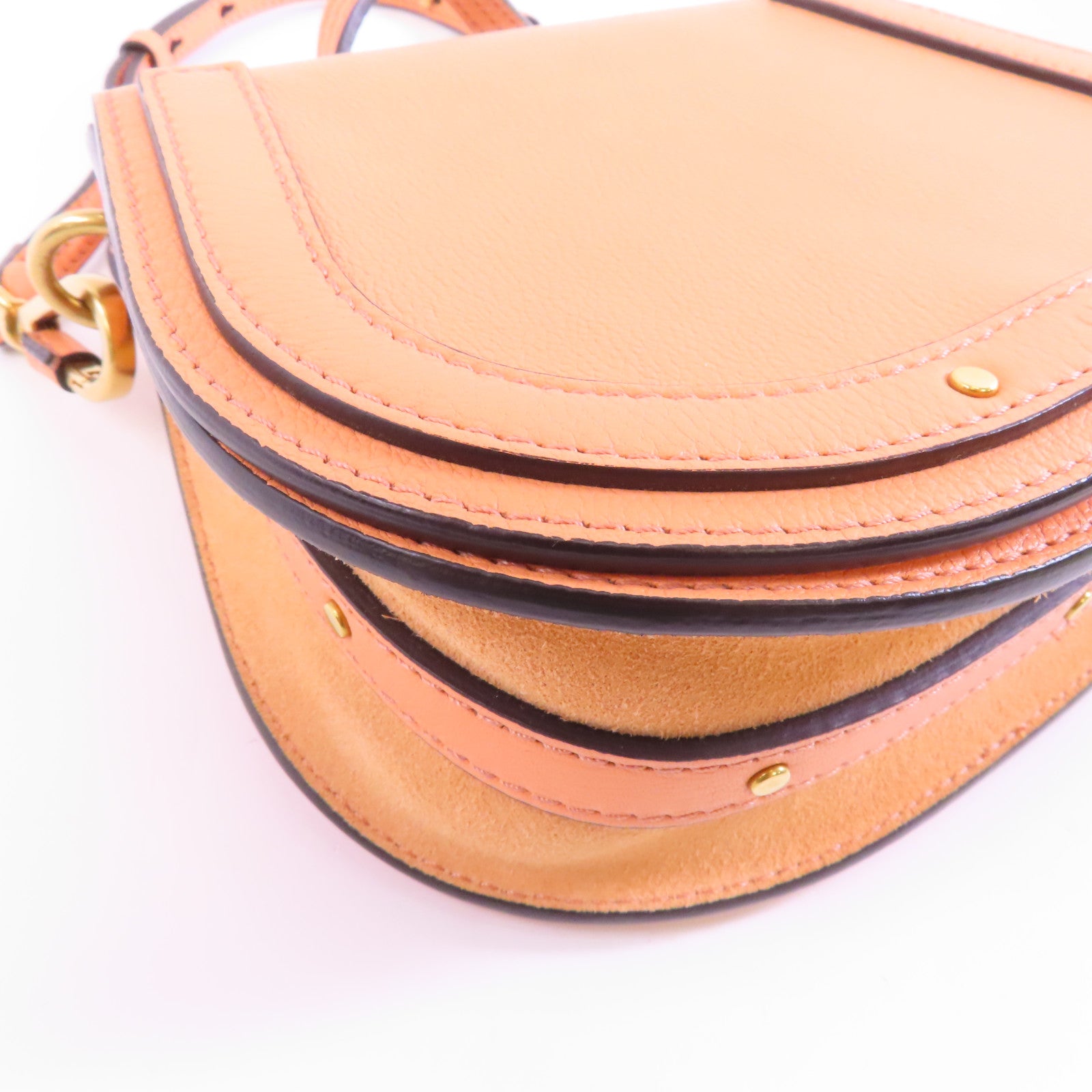 Chloe 【激減優惠】牛皮皮革Shoulder Bag金扣手挽肩背兩用袋橙色
