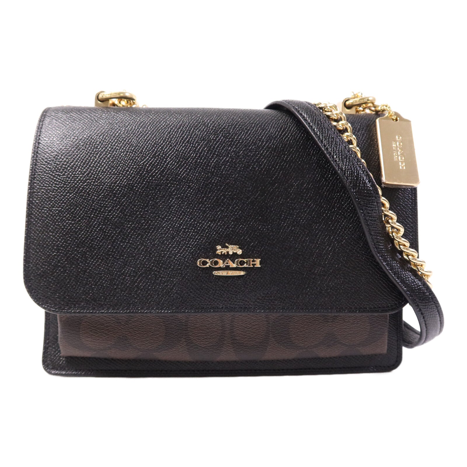 COACH 牛皮皮革Chain Shoulder Bag金扣鏈帶肩背袋