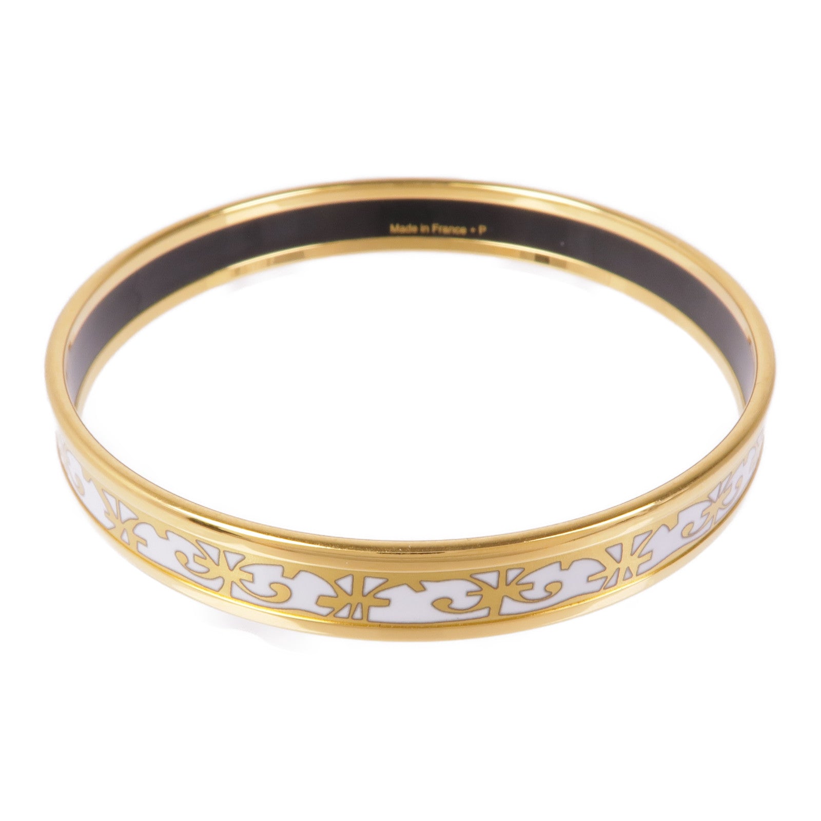 HERMES Bracelet Bangle Enamel Metal Gold