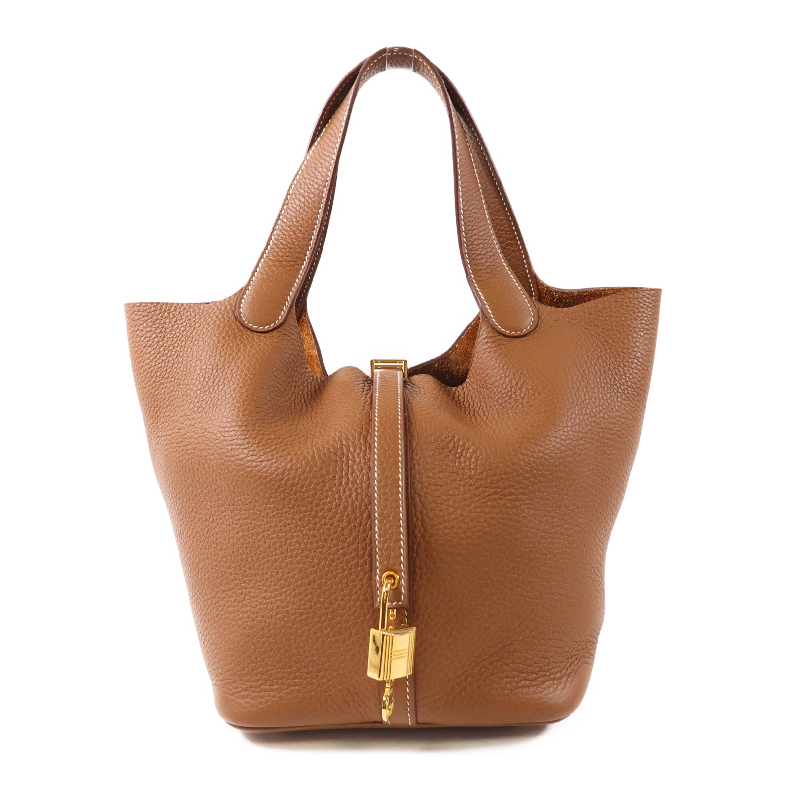 HERMES Clemence皮革Picotin MM金扣手挽袋37 Gold
