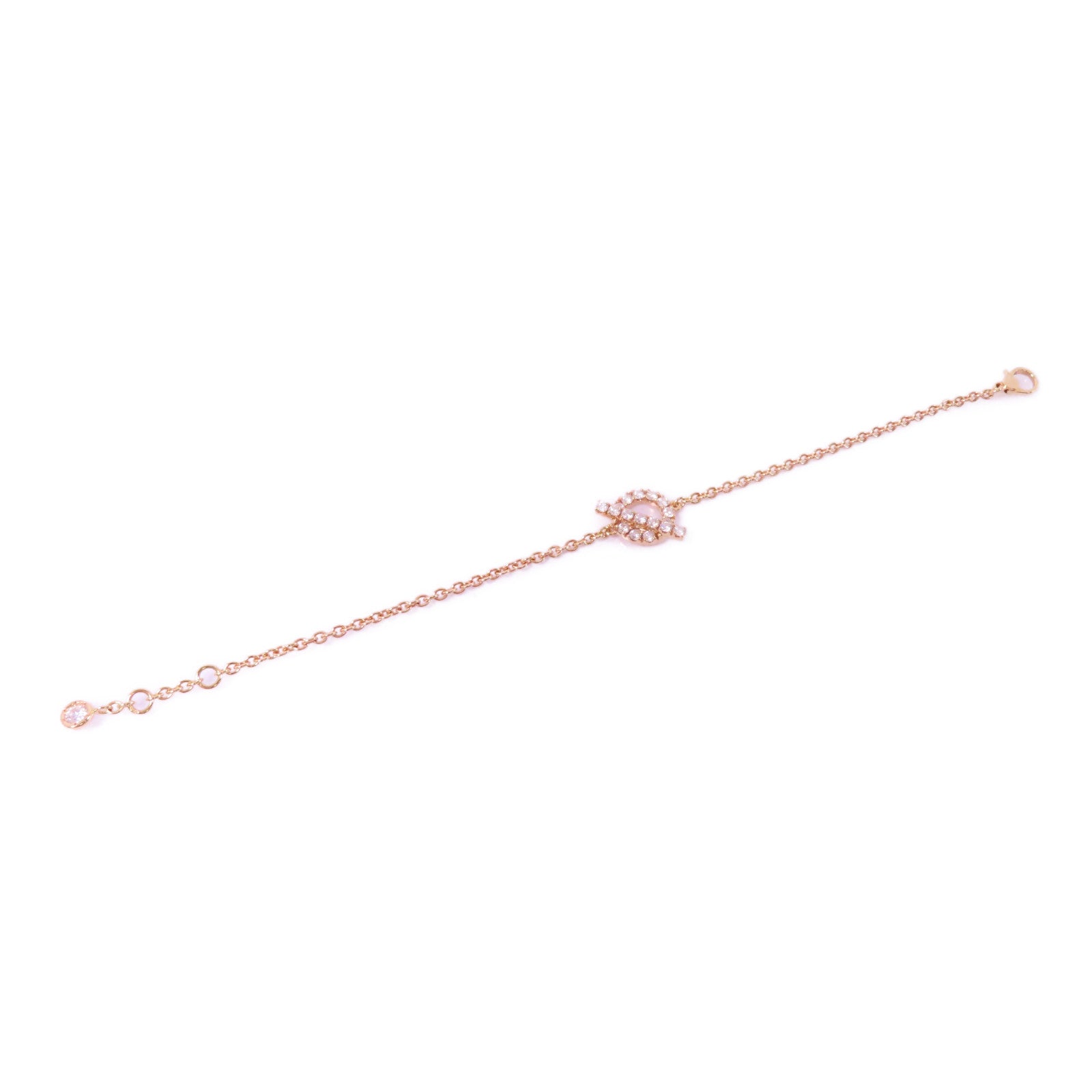 HERMES 18K玫瑰金Finesse Bracelet鑽石手鏈