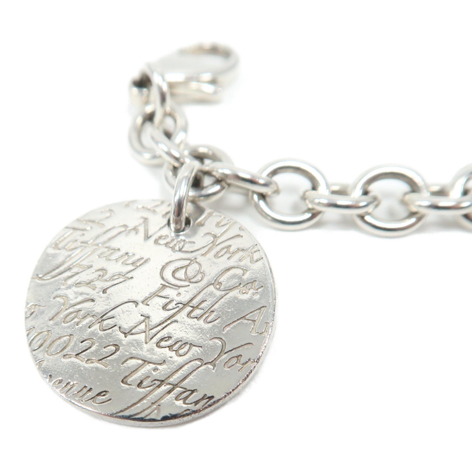 TIFFANY＆CO 925純銀Fifth Avenue New York Round Tag Bracelet手鏈