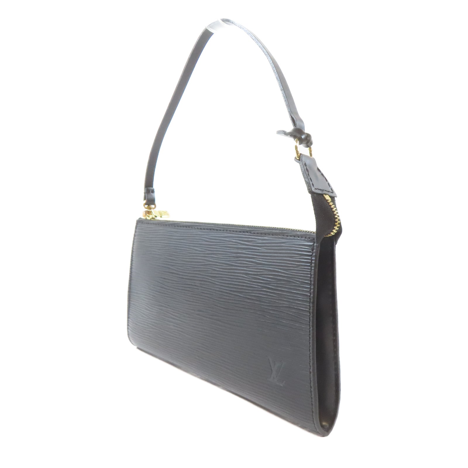 LOUIS VUITTON Epi Pochette Accessories金扣手挽袋黑色