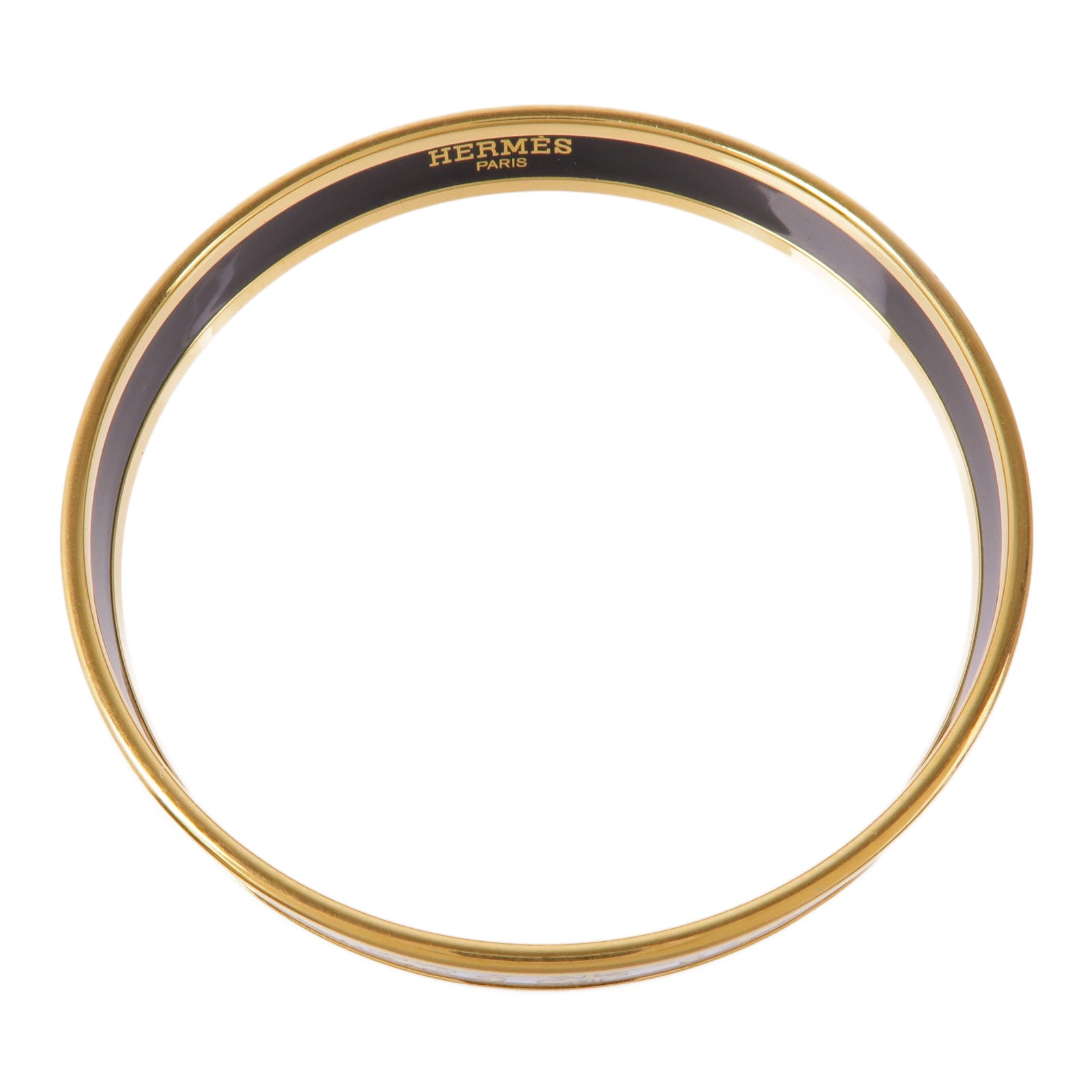 HERMES Bracelet Bangle Enamel Metal Gold