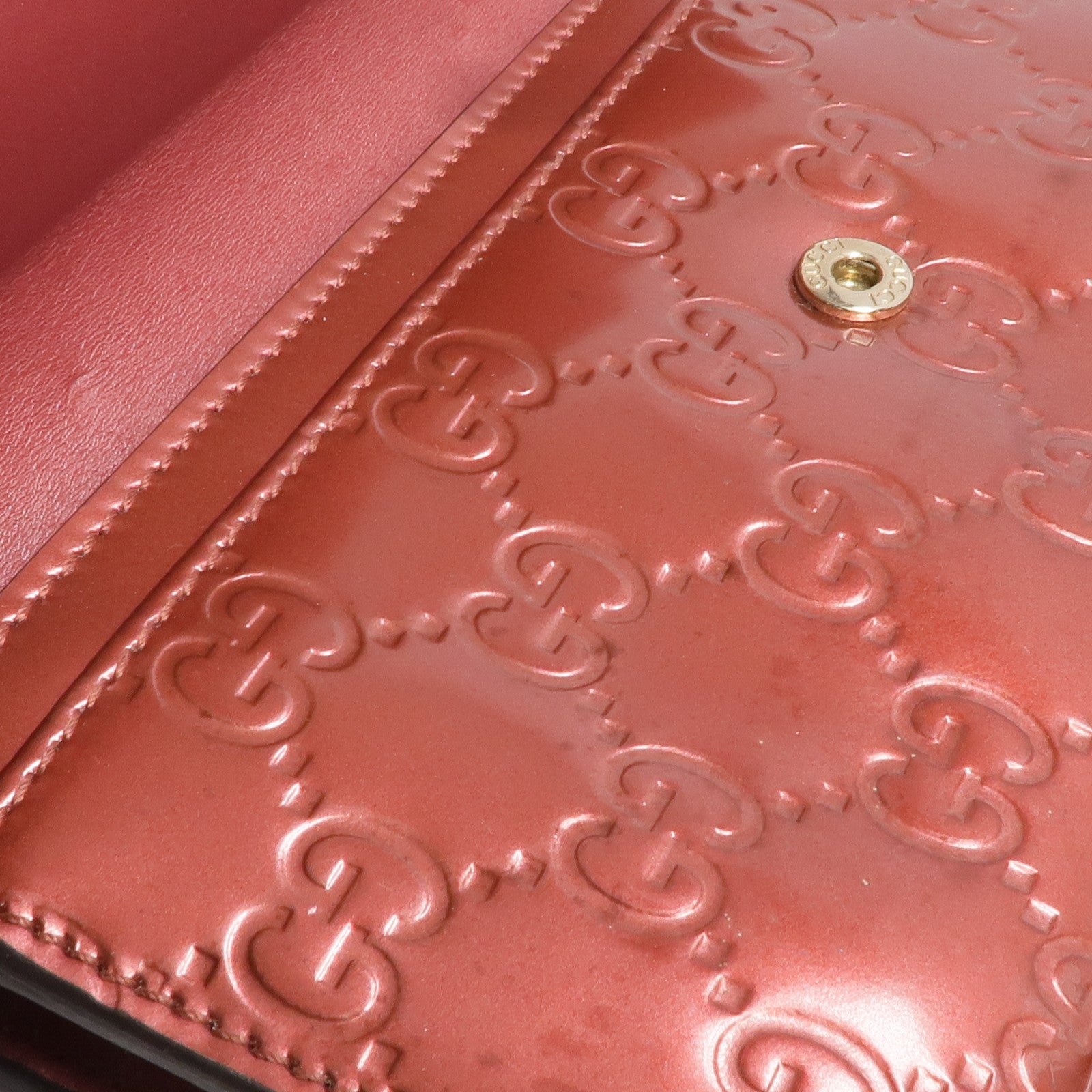GUCCI 漆皮皮革Lovely Heart Continental Wallet金扣長錢包