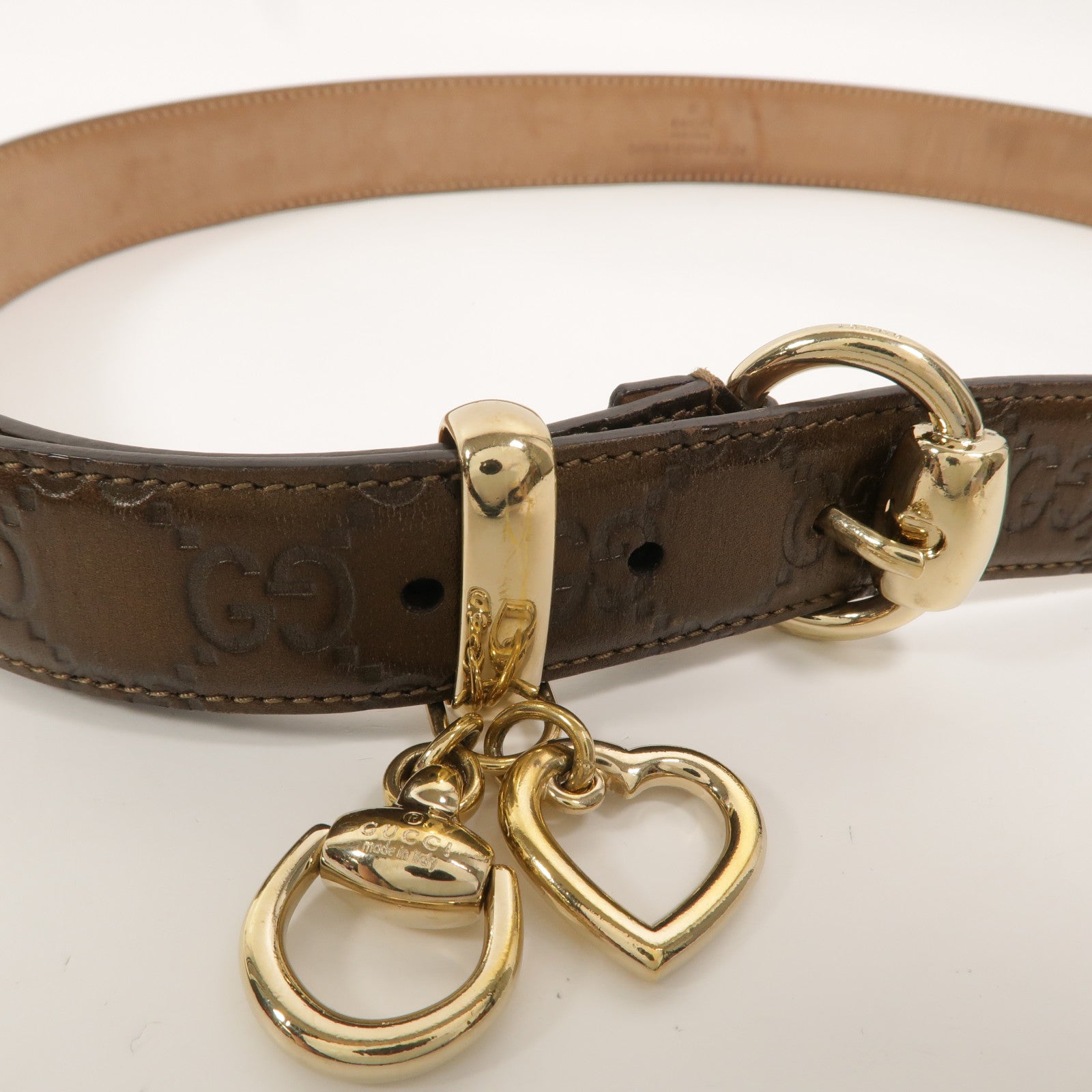 GUCCI 牛皮皮革Guccissima Belt With Heart Charm皮帶