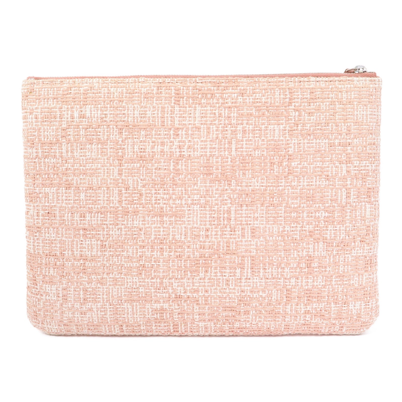 CHANEL 酒椰Large Deauville Pouch銀扣手拿包粉紅色