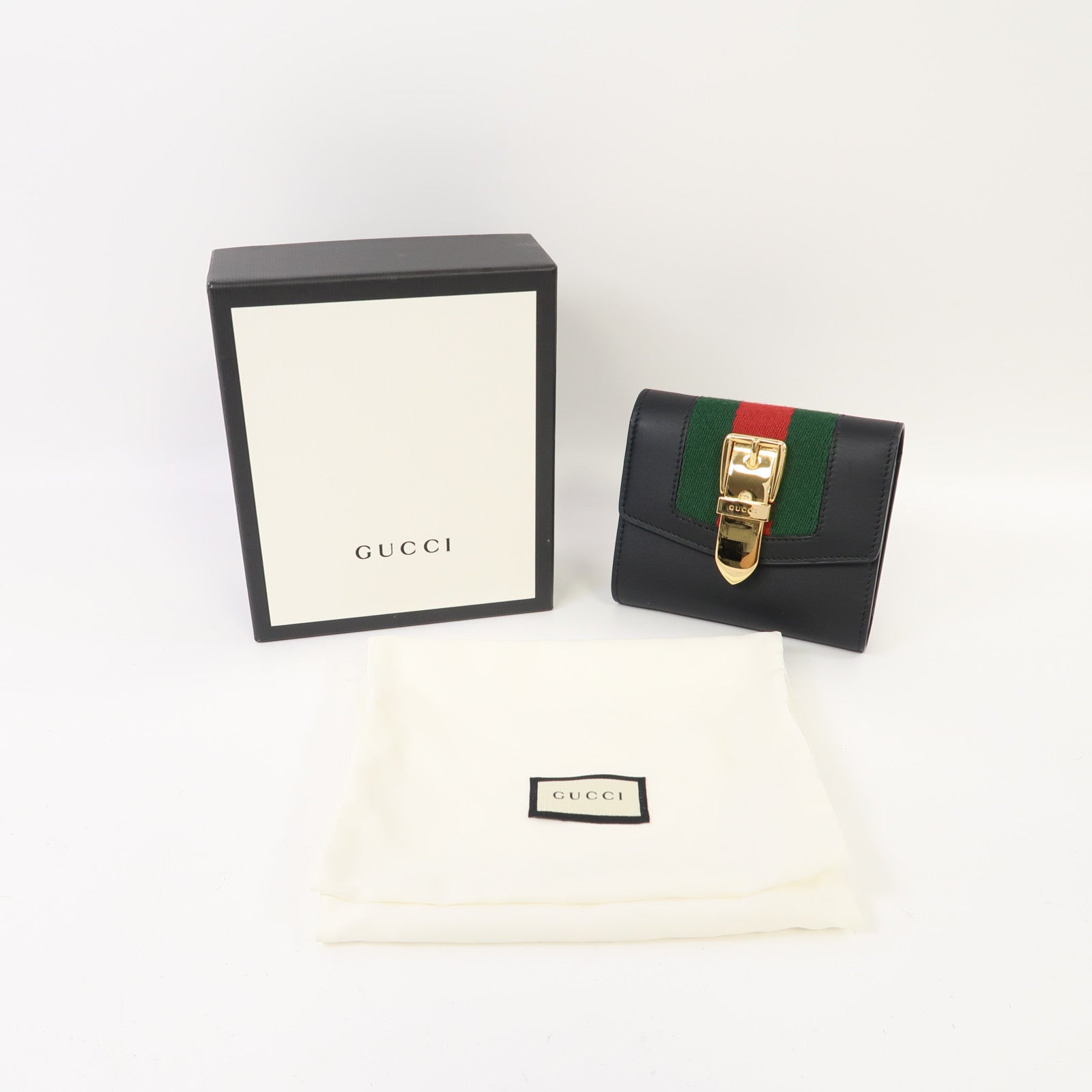 GUCCI 牛皮皮革Wallet金扣錢包黑色