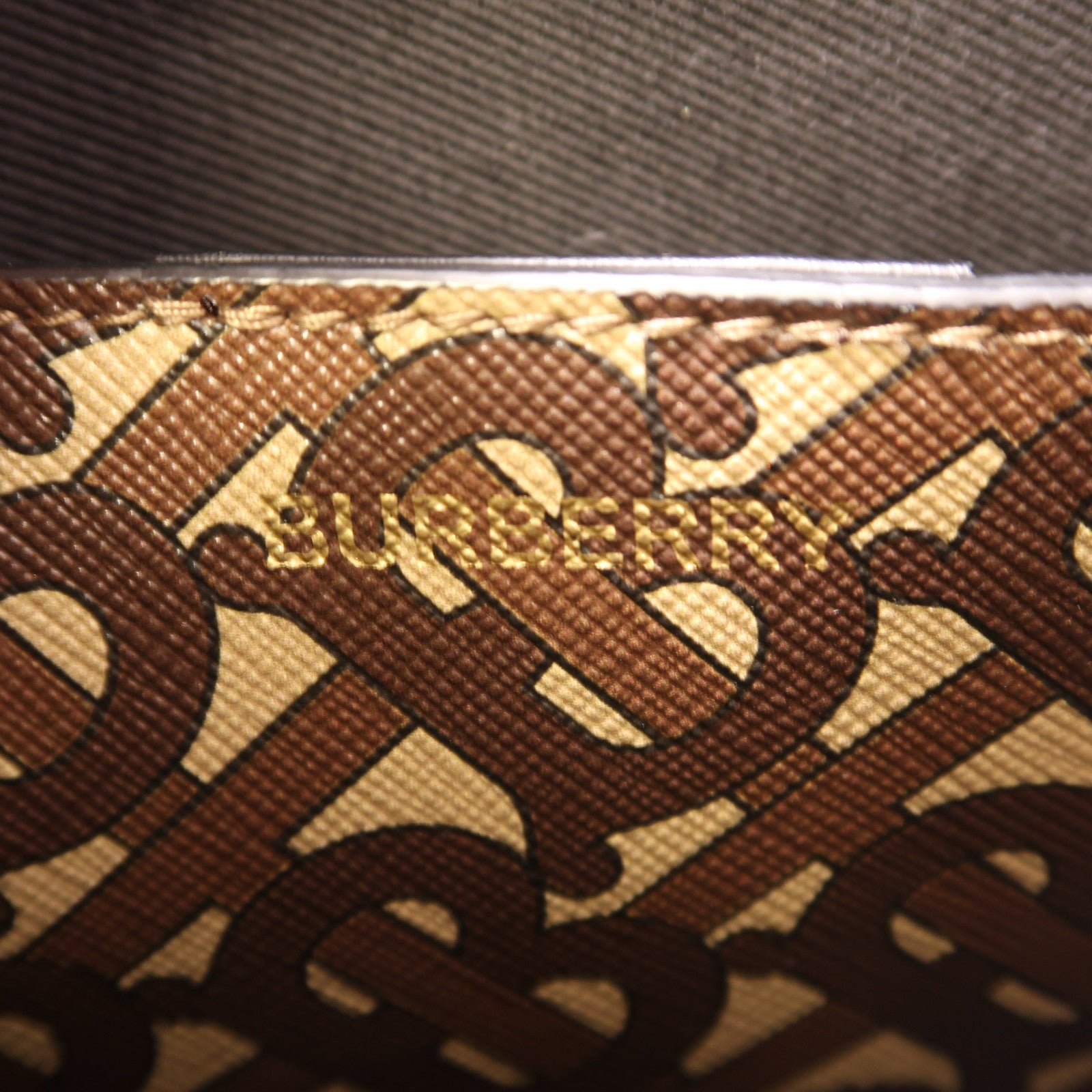 BURBERRY 塗層帆布/皮革2 Way Shoulder Tote金扣手挽肩背兩用袋棕色/白色