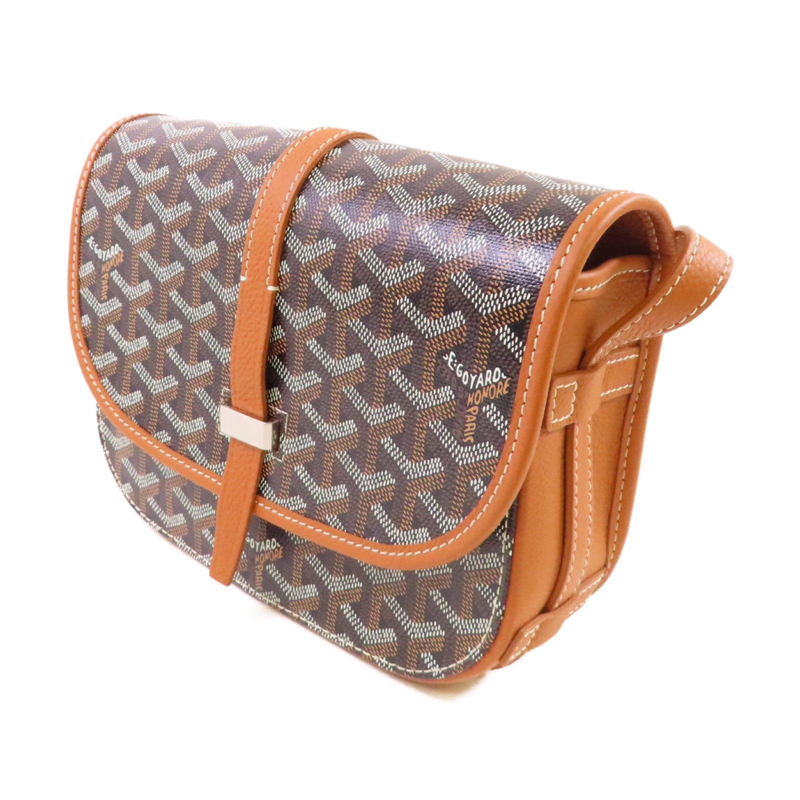 GOYARD 塗層帆布Belvedere PM Shoulder Bag銀扣肩背袋啡色/黑色