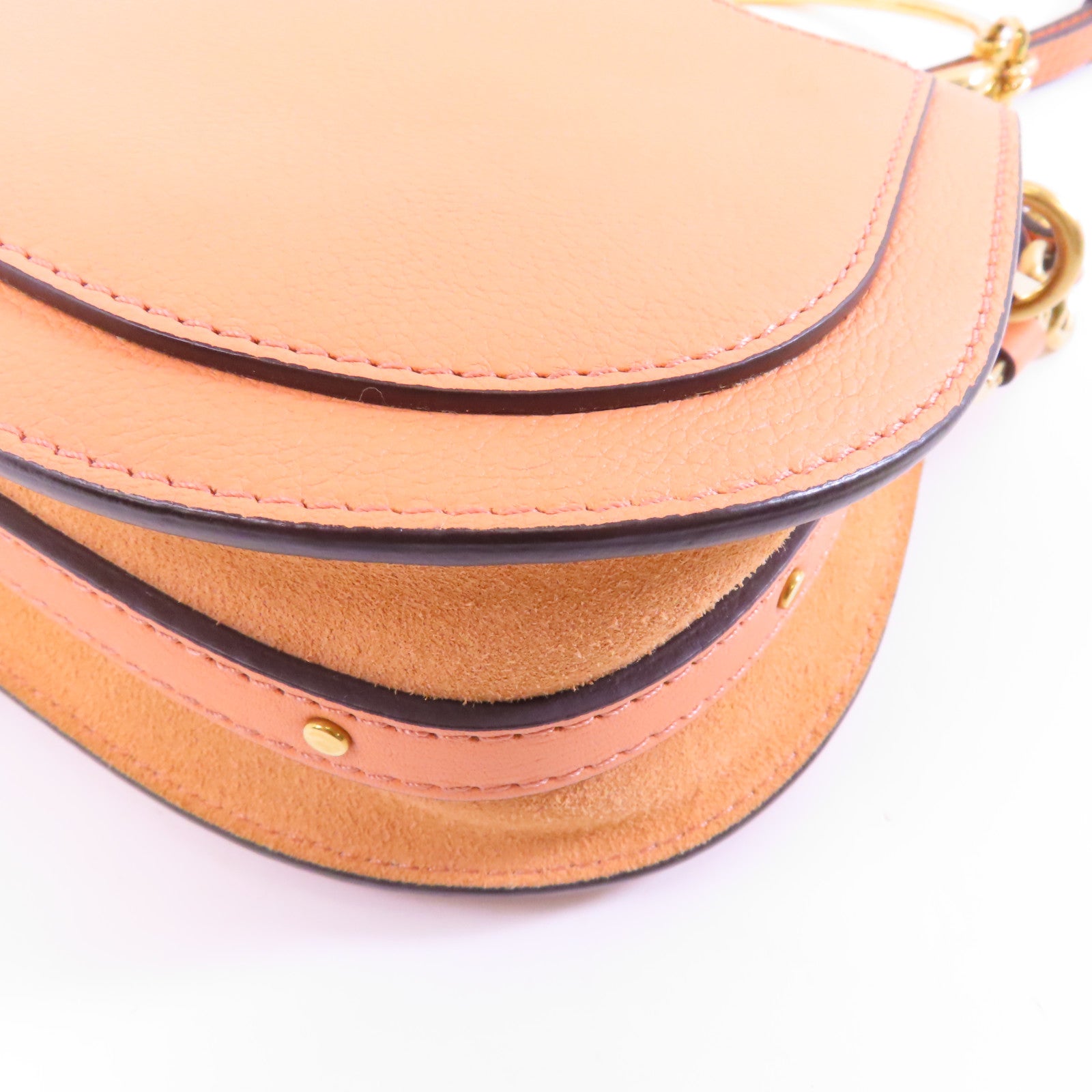 Chloe 【激減優惠】牛皮皮革Shoulder Bag金扣手挽肩背兩用袋橙色