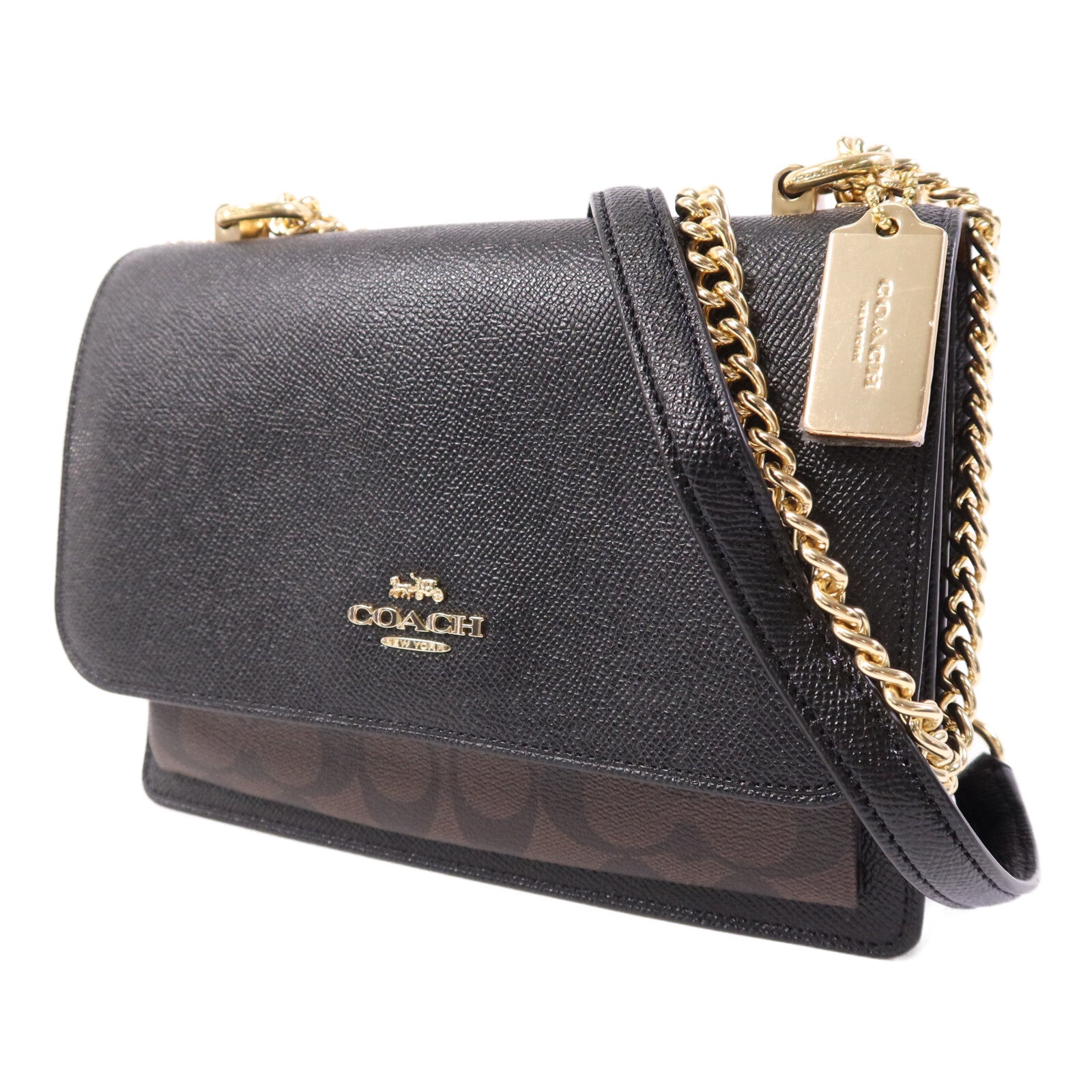 COACH 牛皮皮革Chain Shoulder Bag金扣鏈帶肩背袋