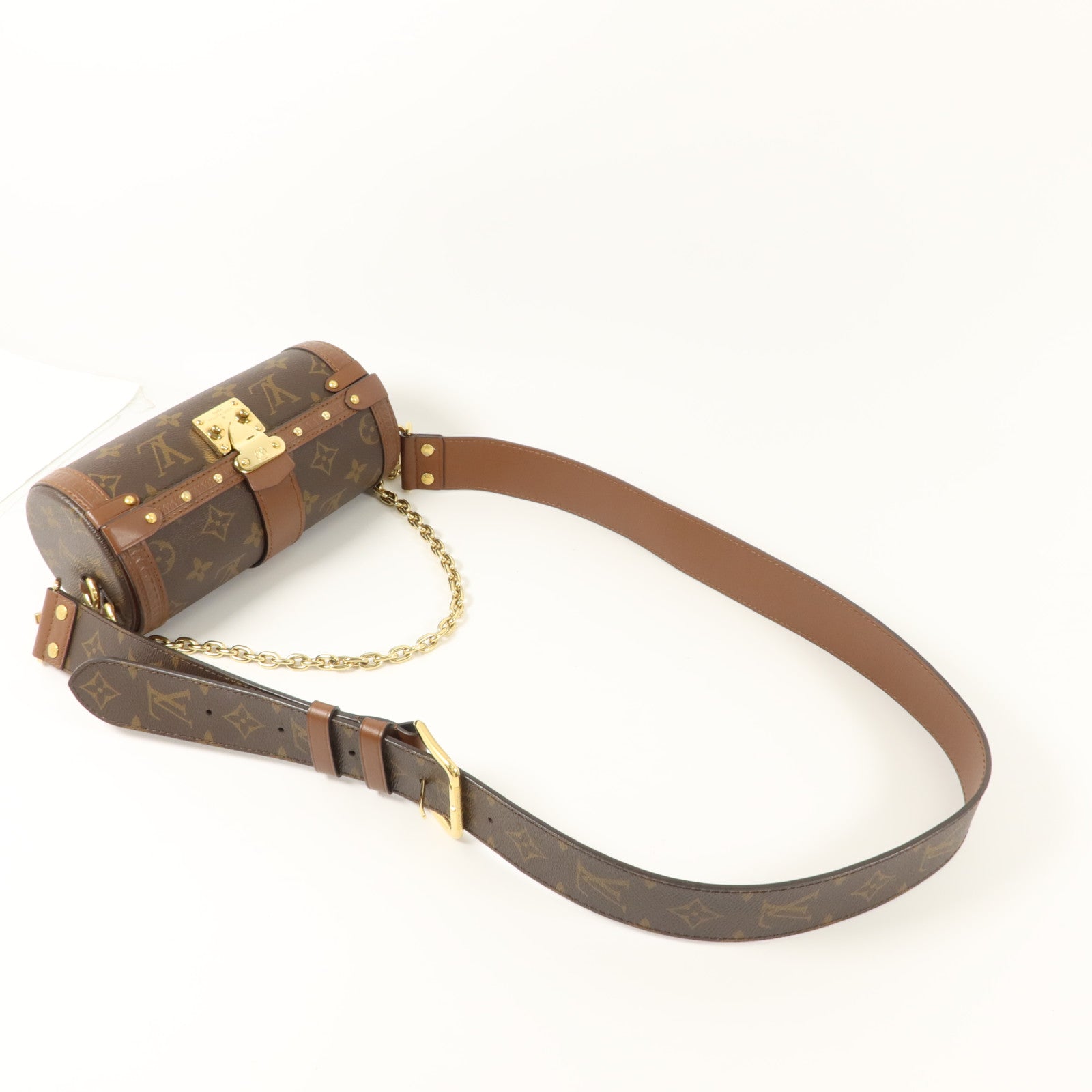 LOUIS VUITTON Monogram Papillon Trunk金扣手挽肩背兩用袋棕色