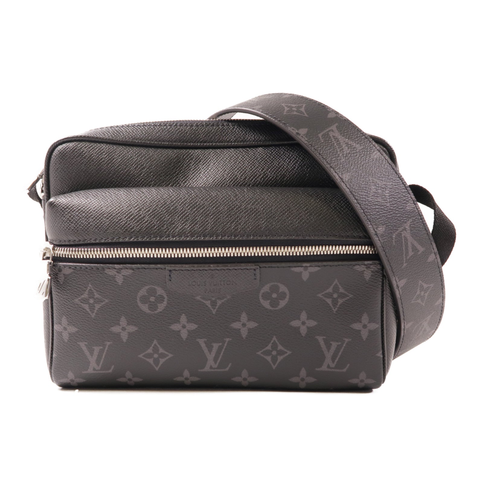 LOUIS VUITTON Monogram Eclipse/Taiga Outdoor Messenger銀扣肩背袋