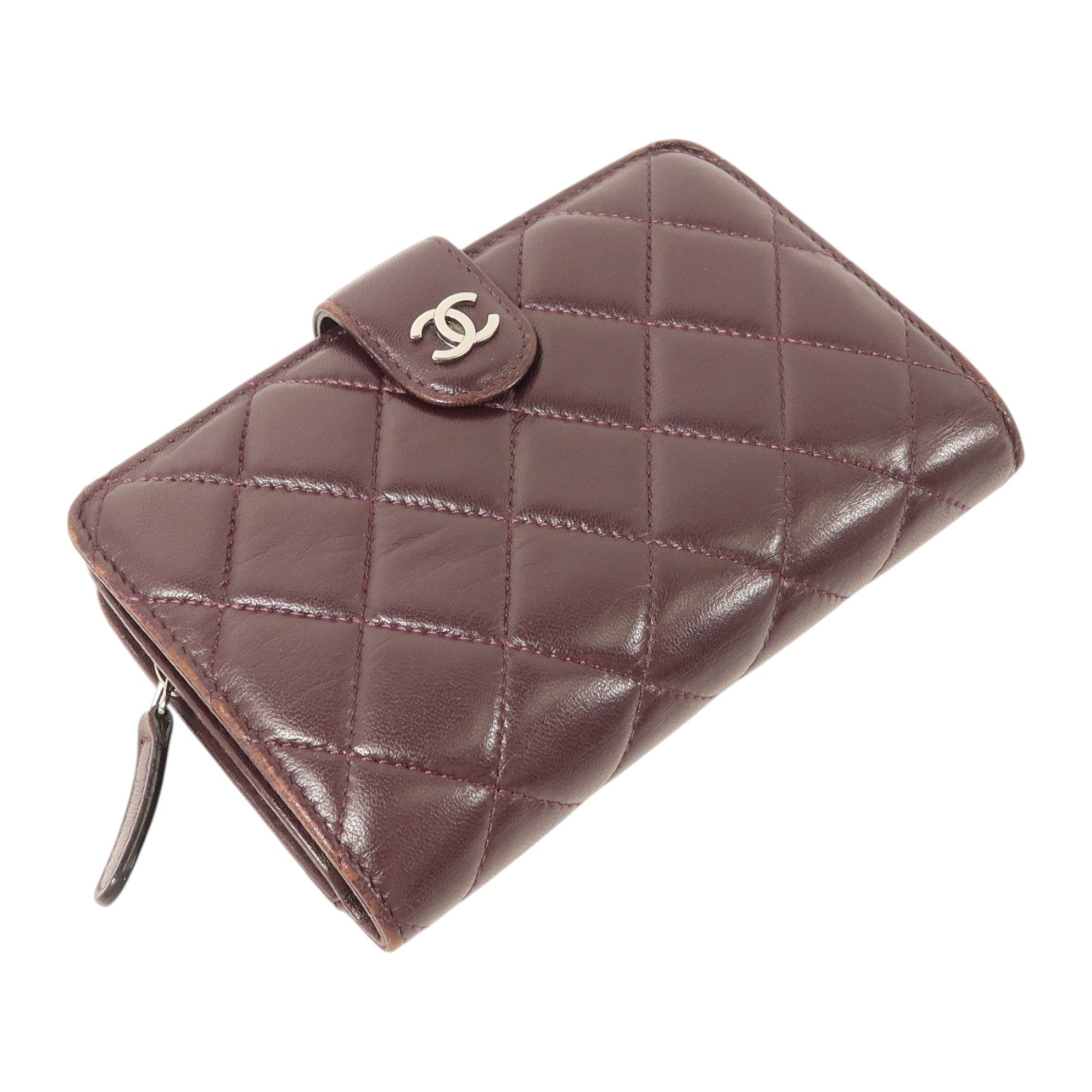 CHANEL 羊皮皮革Wallet銀扣長錢包