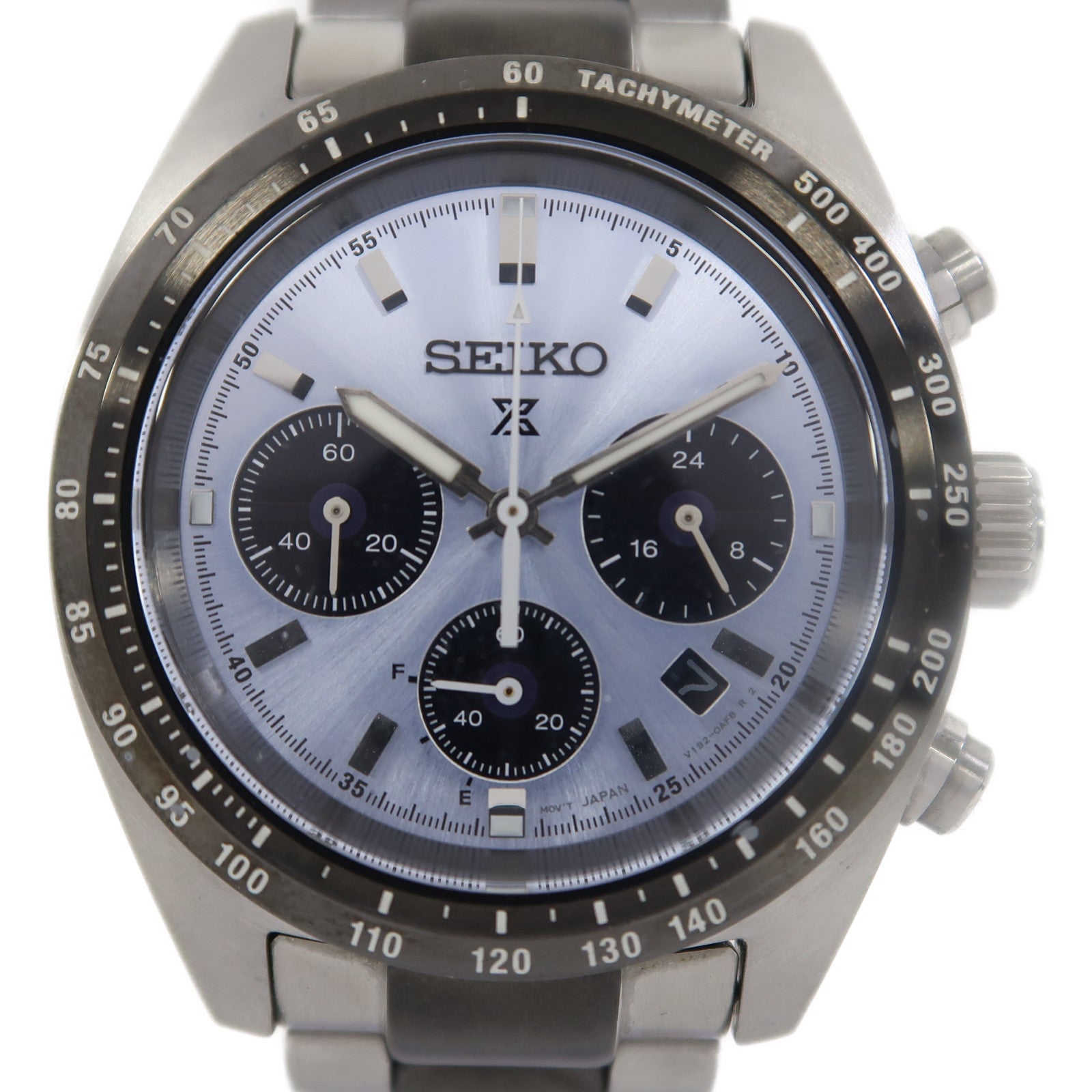 SEIKO Speedtimer Solar Chronograph不鏽鋼手錶石英機芯淺藍色