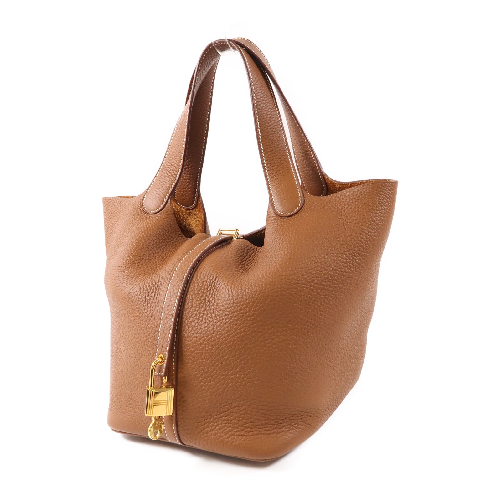 HERMES Clemence皮革Picotin MM金扣手挽袋37 Gold
