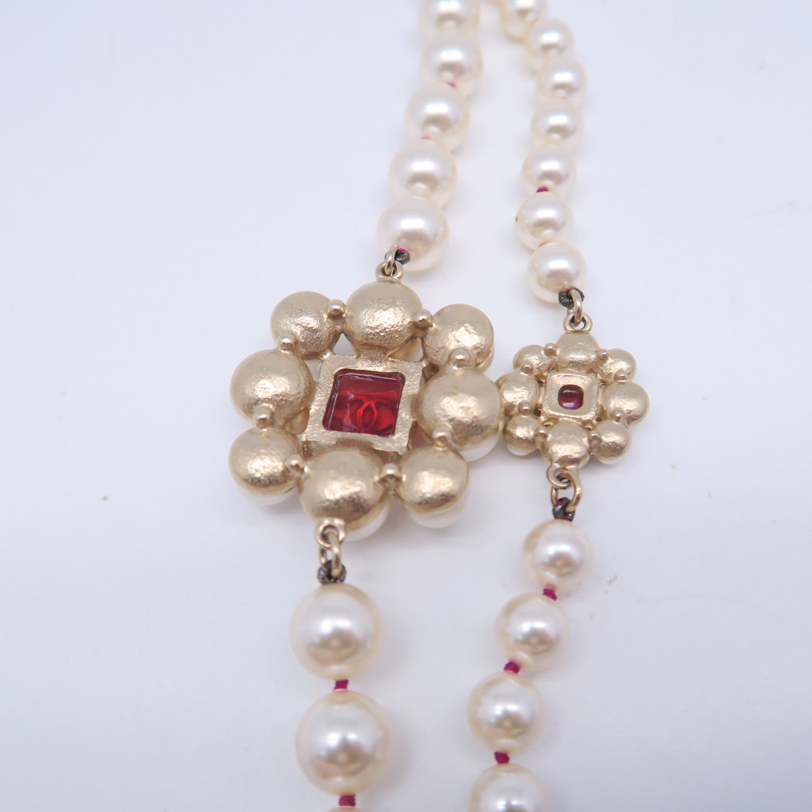 CHANEL 【激減優惠】金屬Necklace項鍊金色/紅色