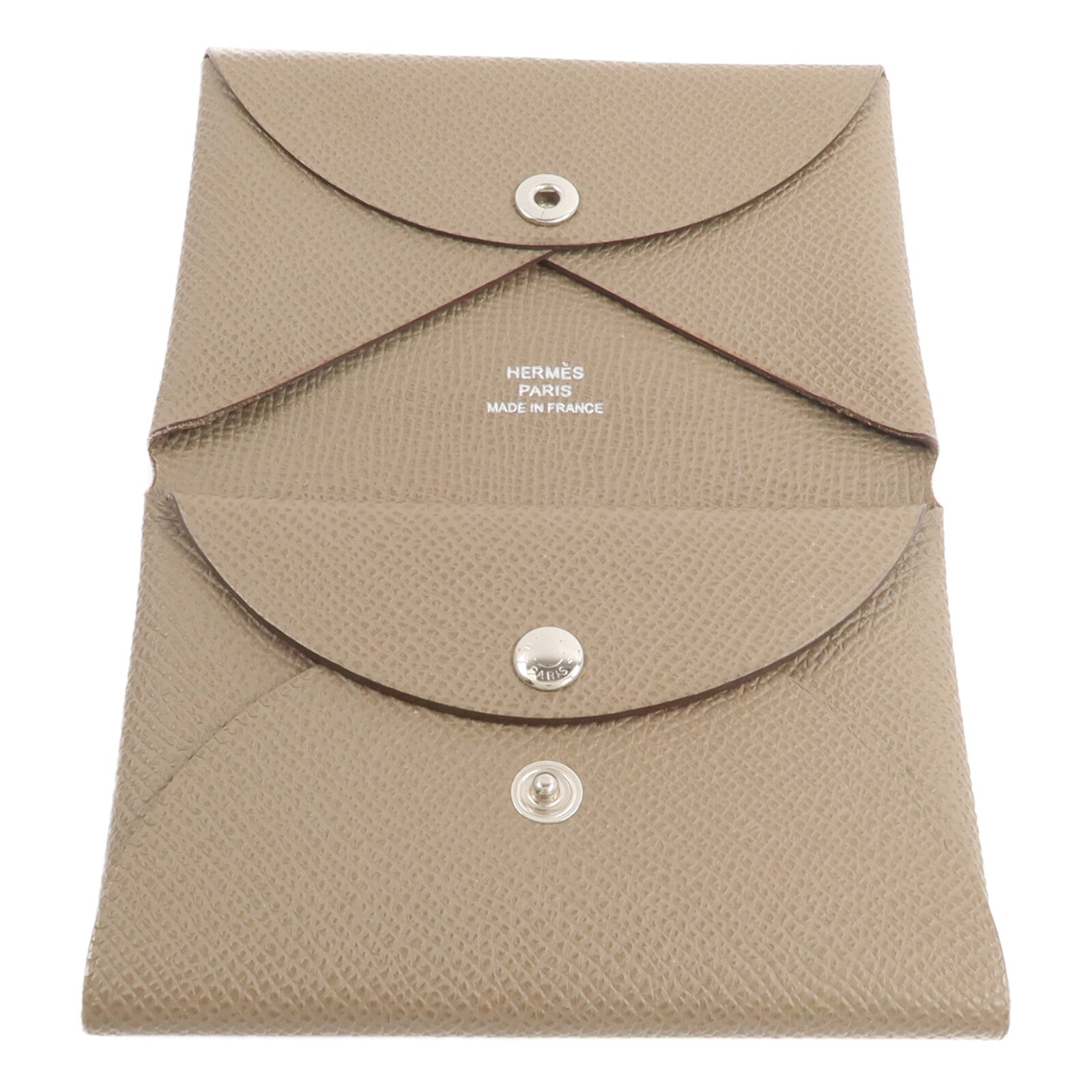 HERMES Epsom皮革Calvi Duo卡片套Etoupe