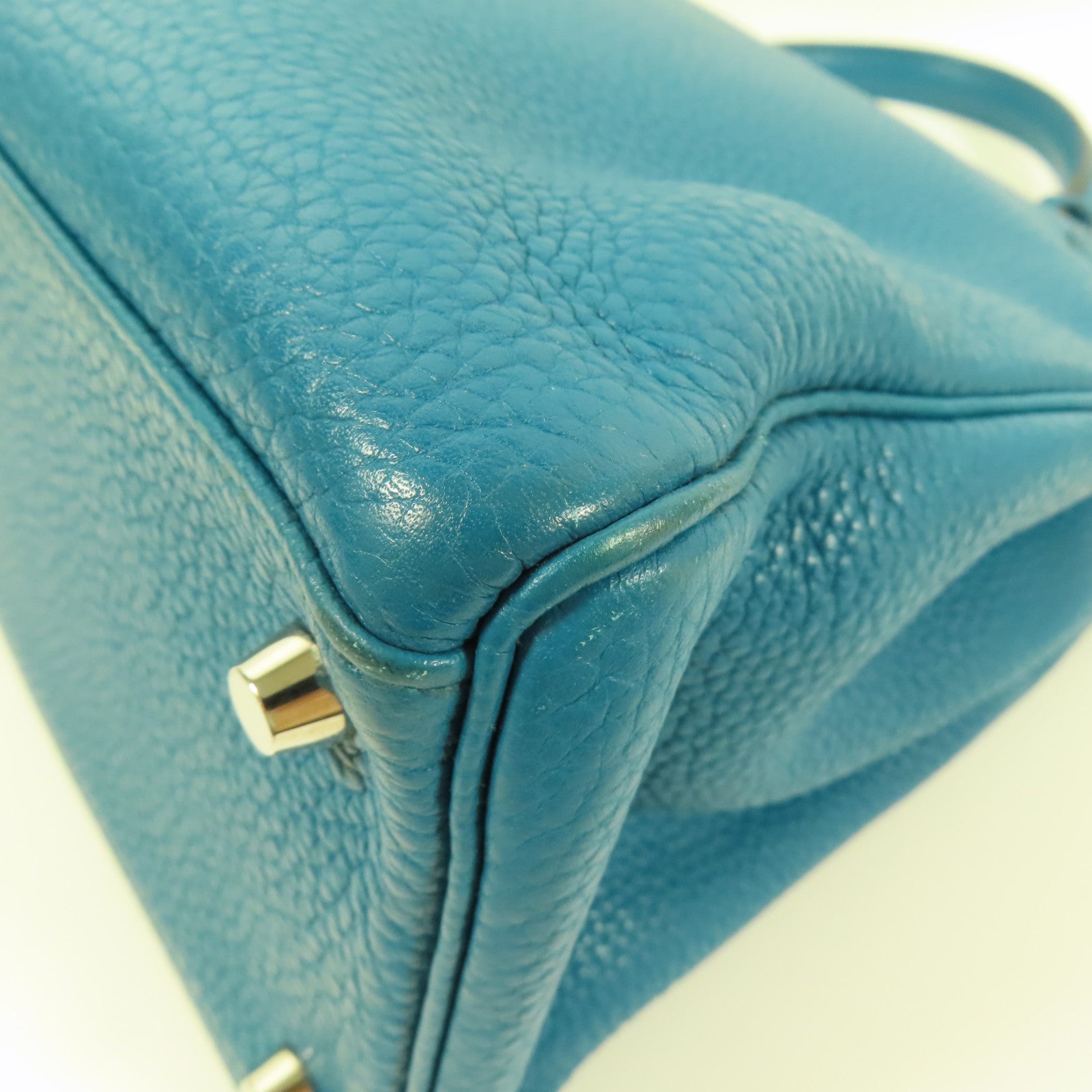 HERMES Togo皮革Kelly 35銀扣手挽肩背兩用袋Blue Turquoise