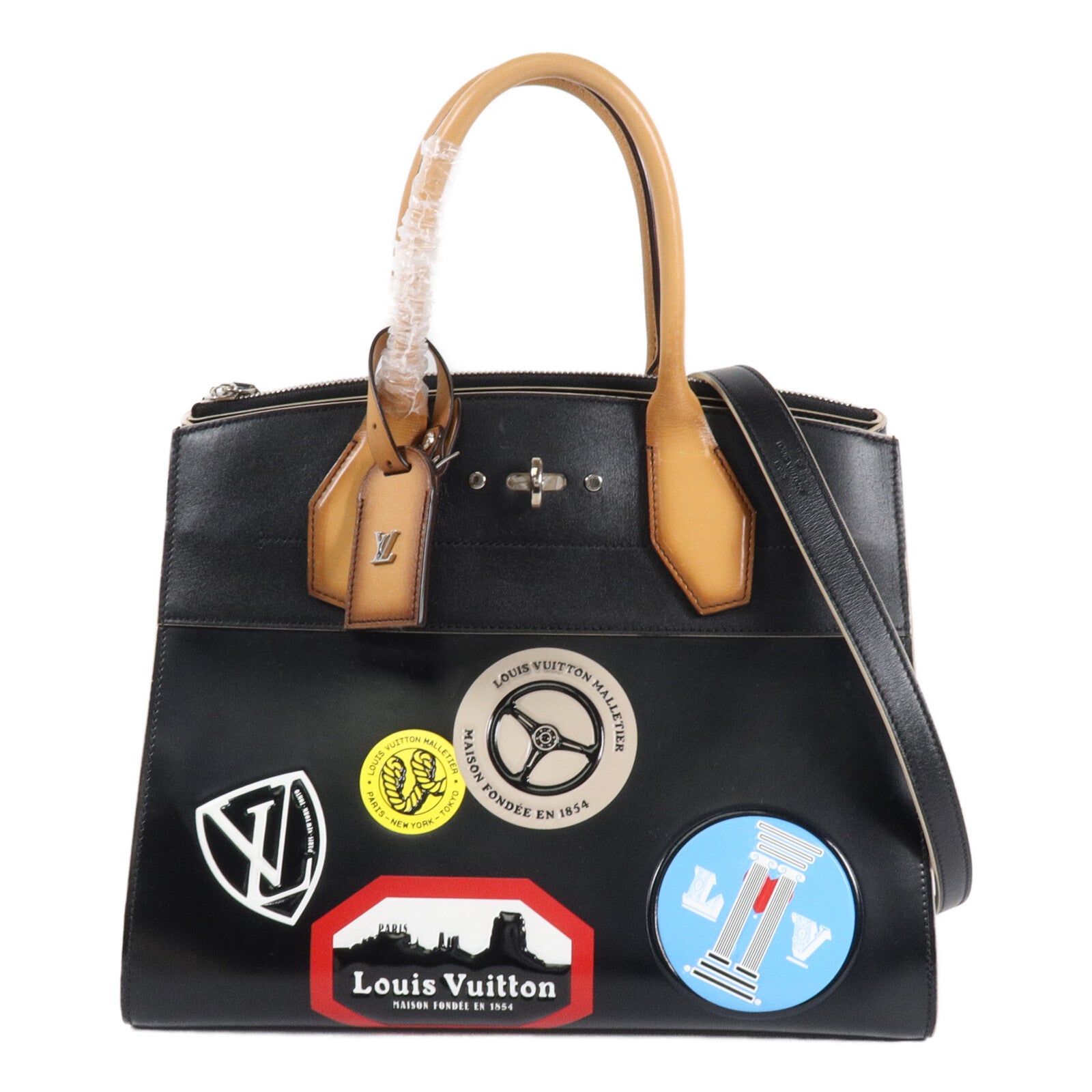 LOUIS VUITTON 牛皮皮革City Steamer MM World Tour Collection手挽肩背兩用袋