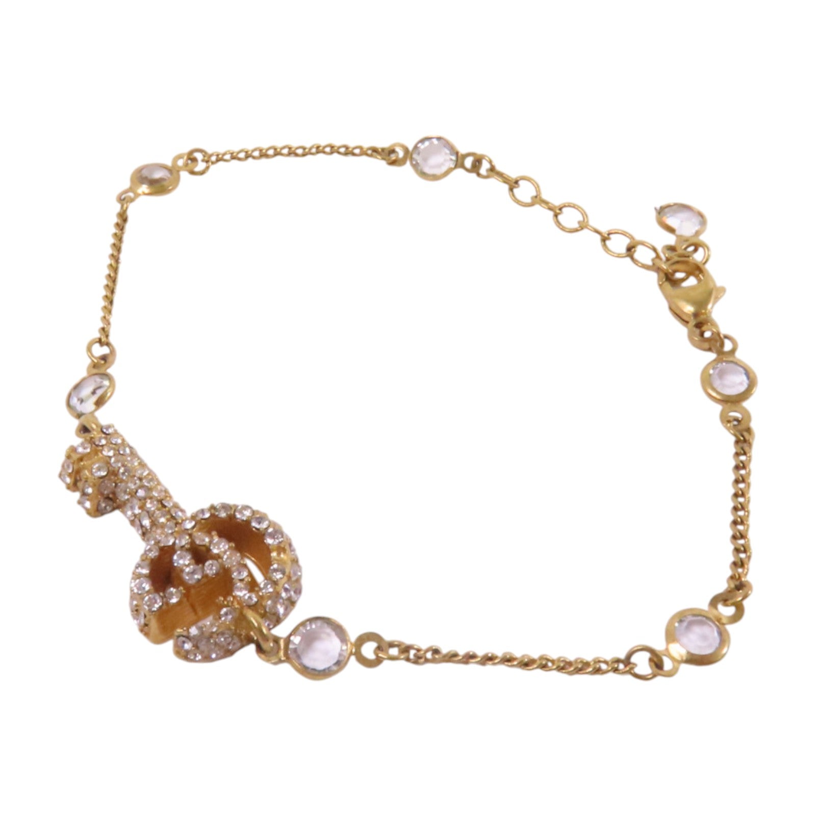 GUCCI 927純銀/水鑽Bracelet金扣手鏈#17