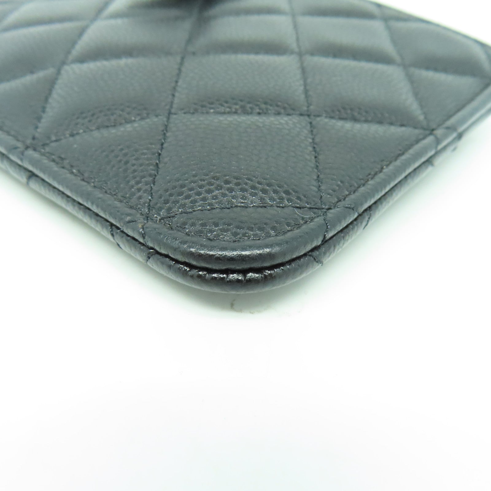 CHANEL 菱格Caviar皮革Wallet銀扣長錢包黑色