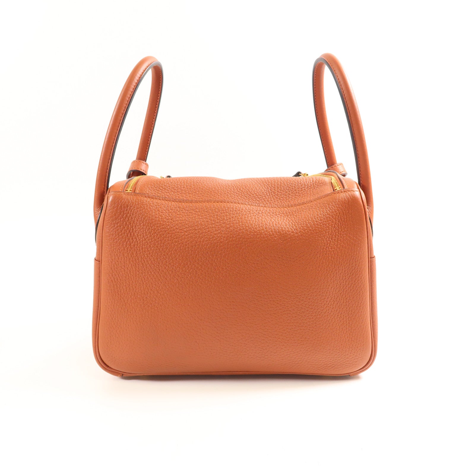 HERMES Clemence皮革Lindy 26金扣手挽肩背兩用袋Cuivre