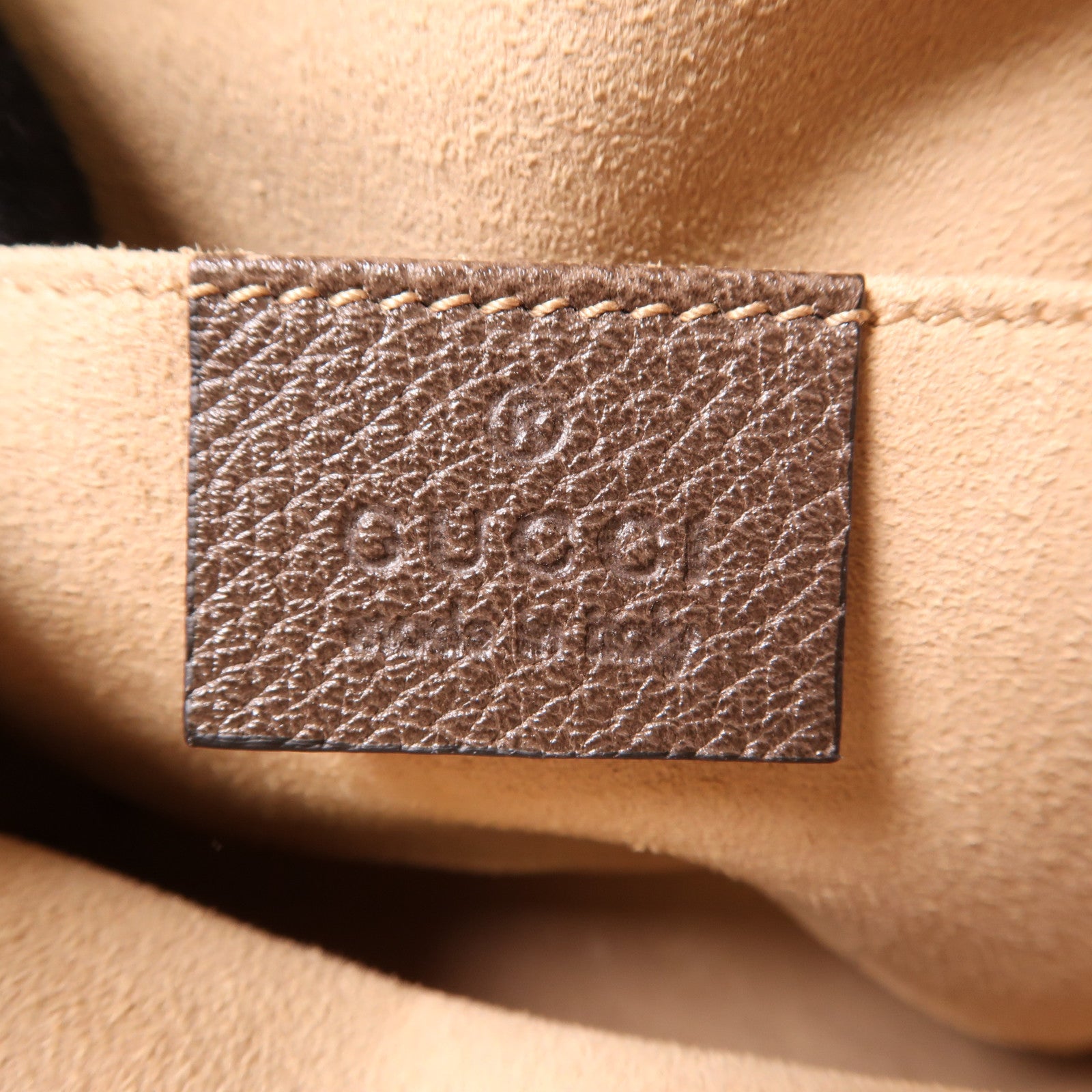 GUCCI 塗層帆布Ophidia GG金扣腰包棕色